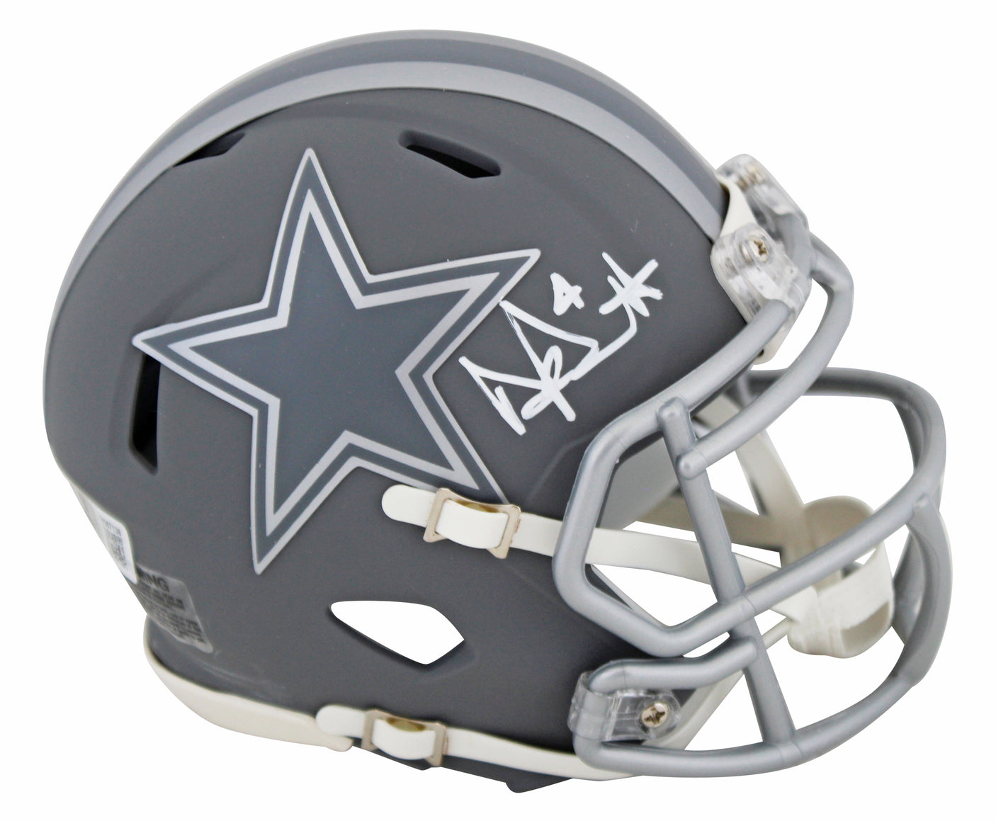 Cowboys Dak Prescott Signed Slate Speed Mini Helmet W/ Case BAS Witnessed