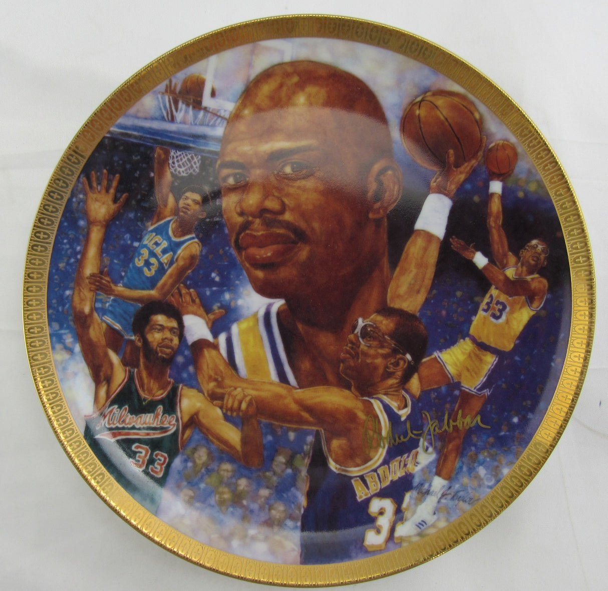 Kareem Abdul-Jabbar Signed Auto Painted Plate JSA CS78589