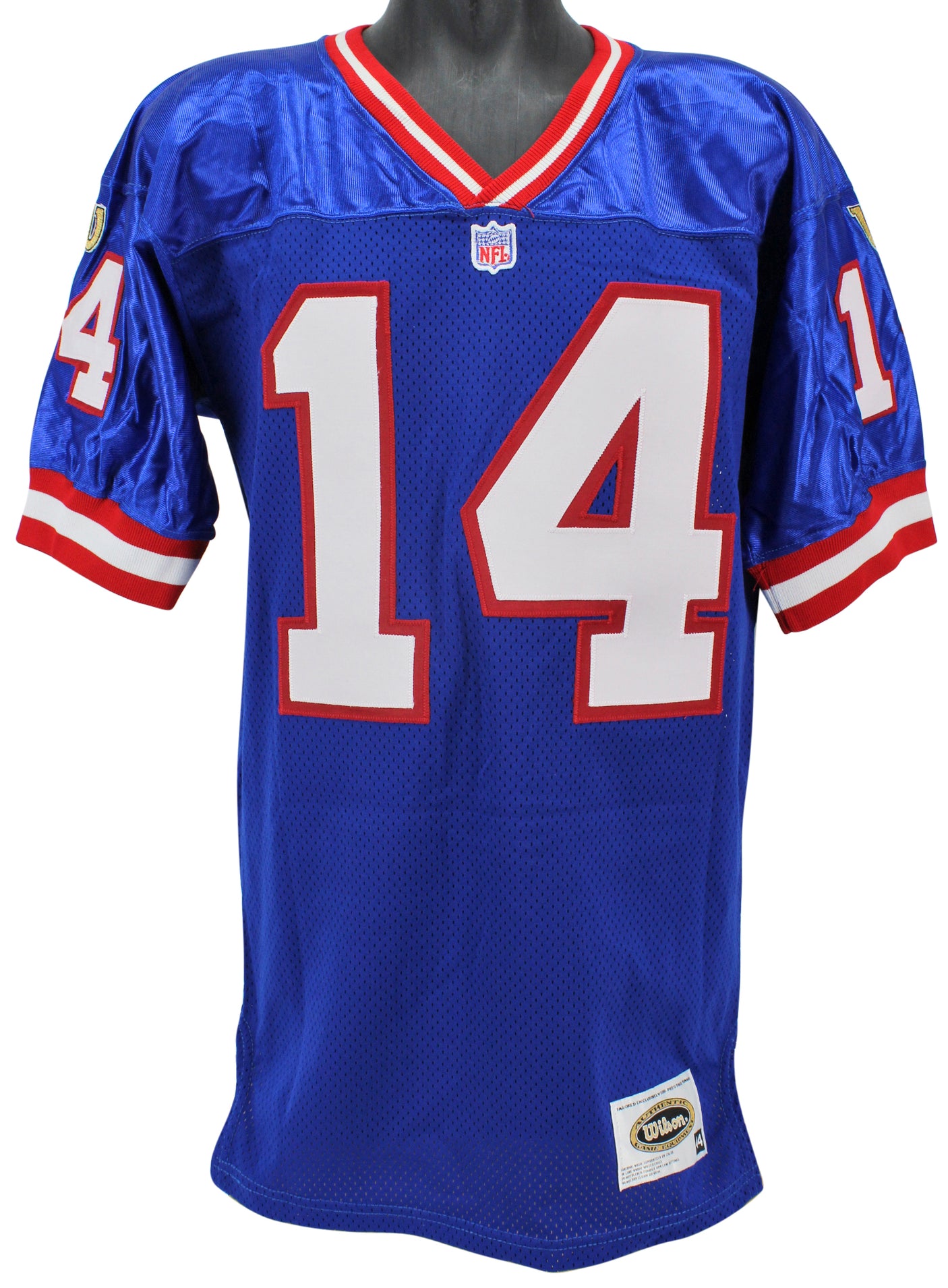 Giants Y.A. Tittle Authentic Signed Blue Wilson Authentic Jersey BAS #H92212