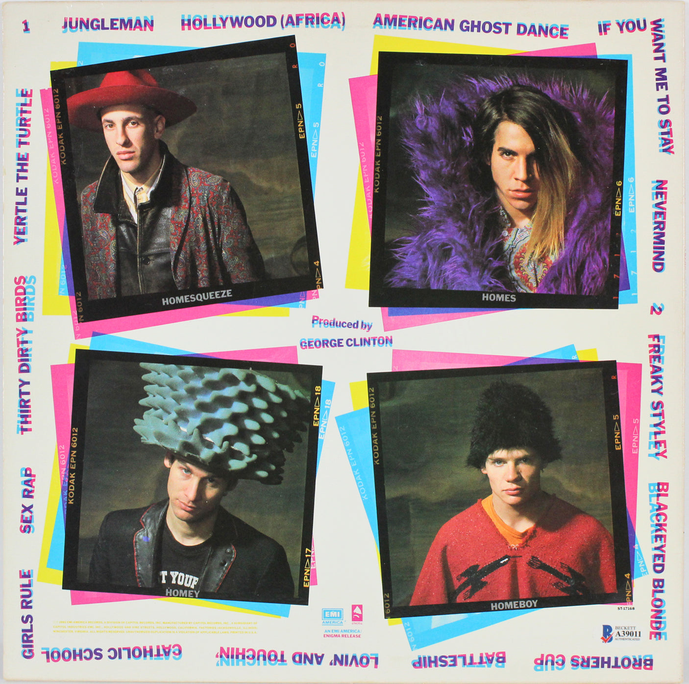 RHCP (4) Kiedis, Flea, Slovak, Martinez Signed Freaky Styley Album Cover BAS