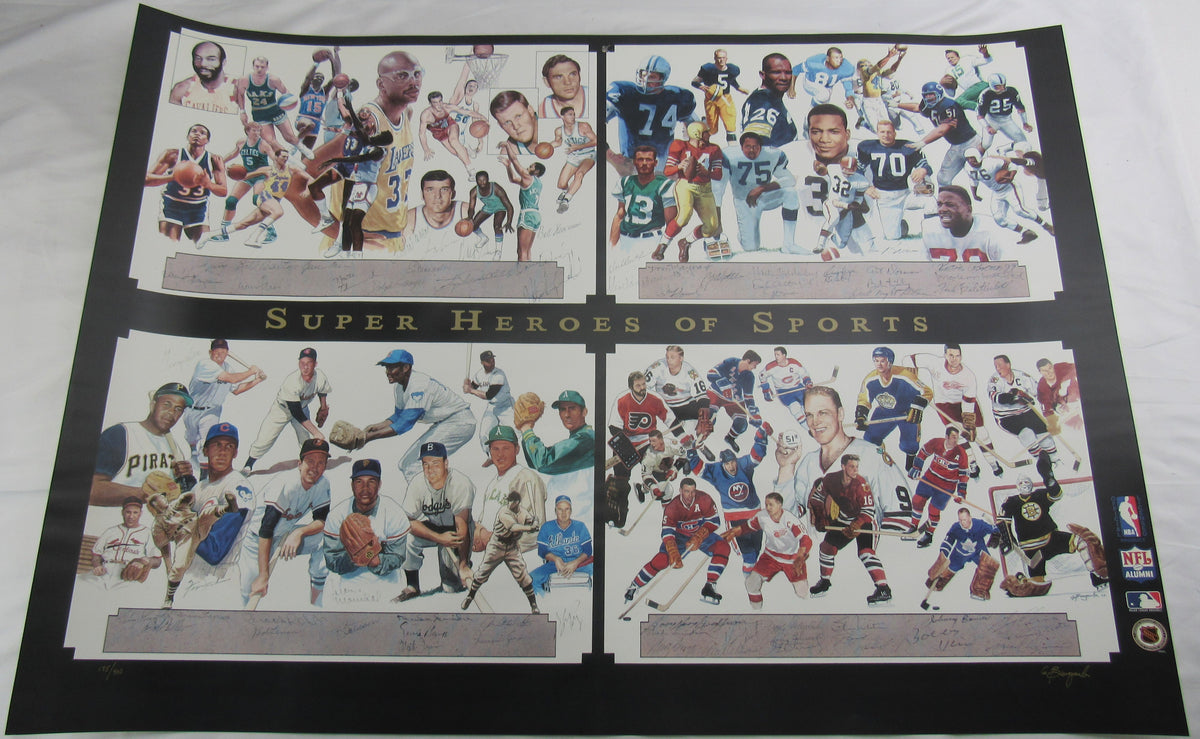 Duke Snider Don Maynard Kareem Abdul-Jabbar Mike Bossy +56 Signed Auto Super Heros of Sports Signed 43x28 Photo Limited Edition #145/400 w/ COA