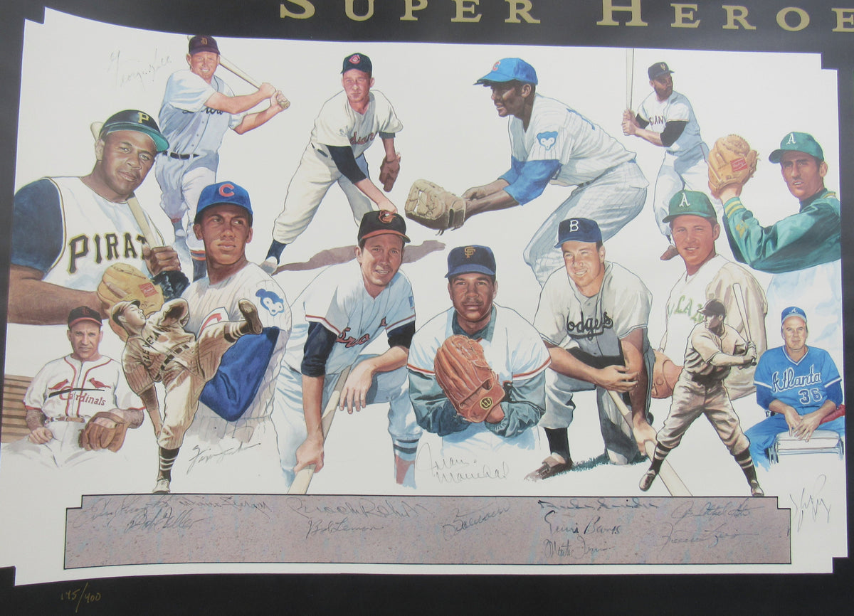 Duke Snider Don Maynard Kareem Abdul-Jabbar Mike Bossy +56 Signed Auto Super Heros of Sports Signed 43x28 Photo Limited Edition #145/400 w/ COA