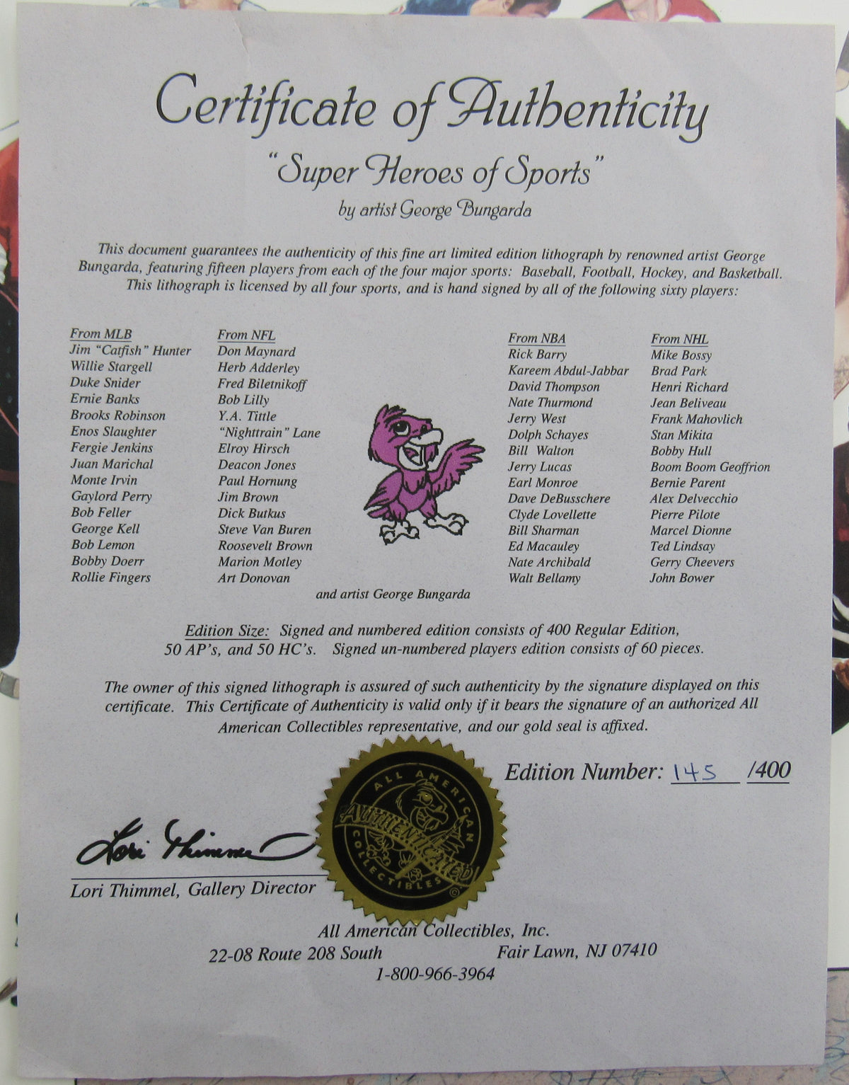 Duke Snider Don Maynard Kareem Abdul-Jabbar Mike Bossy +56 Signed Auto Super Heros of Sports Signed 43x28 Photo Limited Edition #145/400 w/ COA
