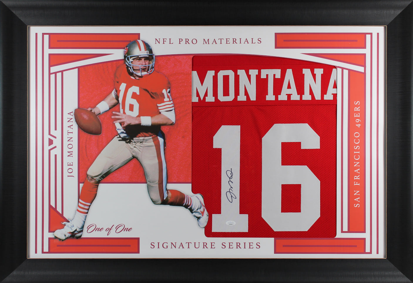 Joe Montana Authentic Signed One of One Jersey Framed Display JSA