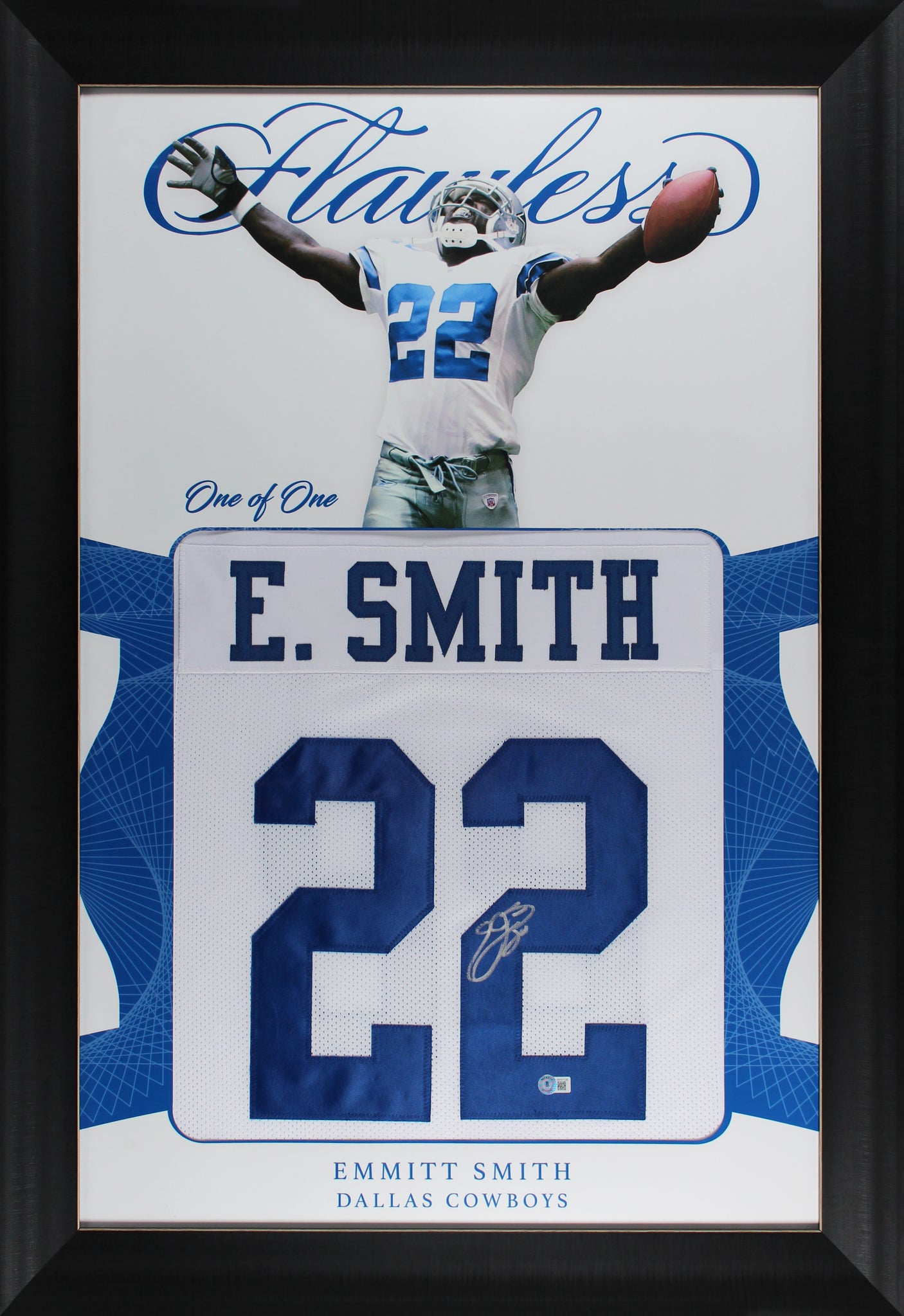 Emmitt Smith Authentic Signed One of One Jersey Framed Display BAS Witnessed