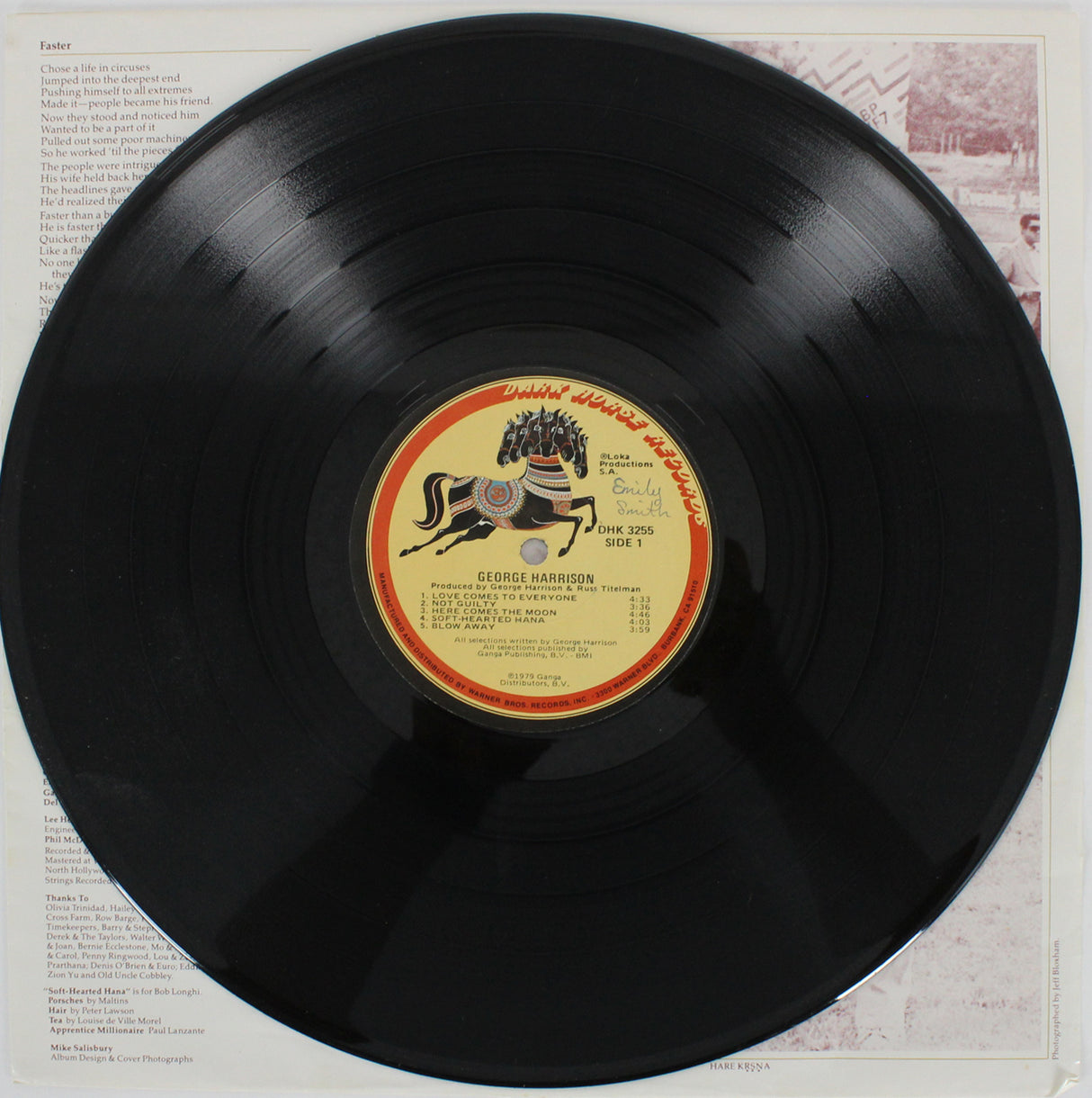George Harrison Authentic Signed x2 Self Titled Album Cover W/ Vinyl BAS #A71977