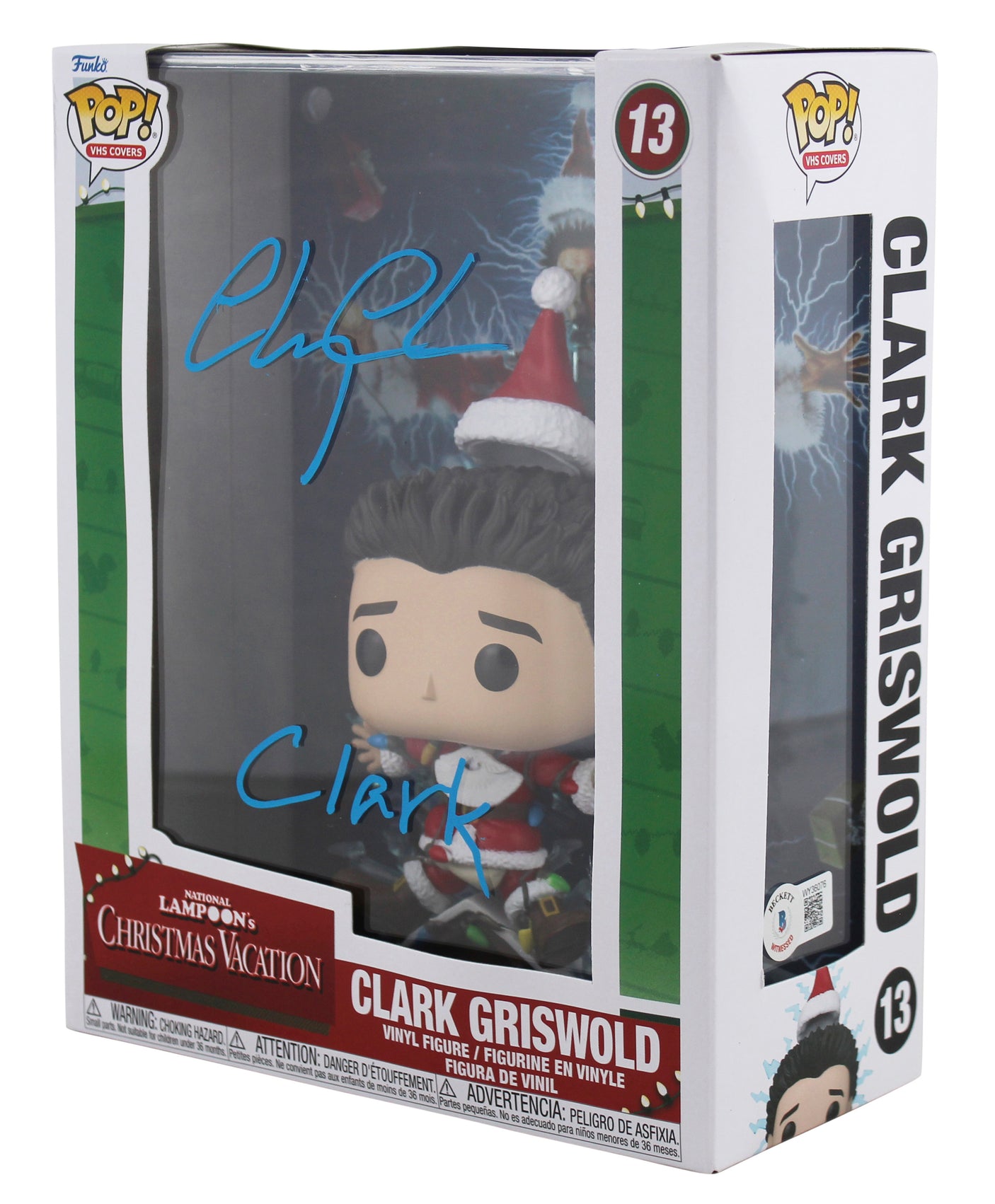 Chevy Chase "Clark" Christmas Vacation Signed VHS Covers Funko Pop BAS Wit