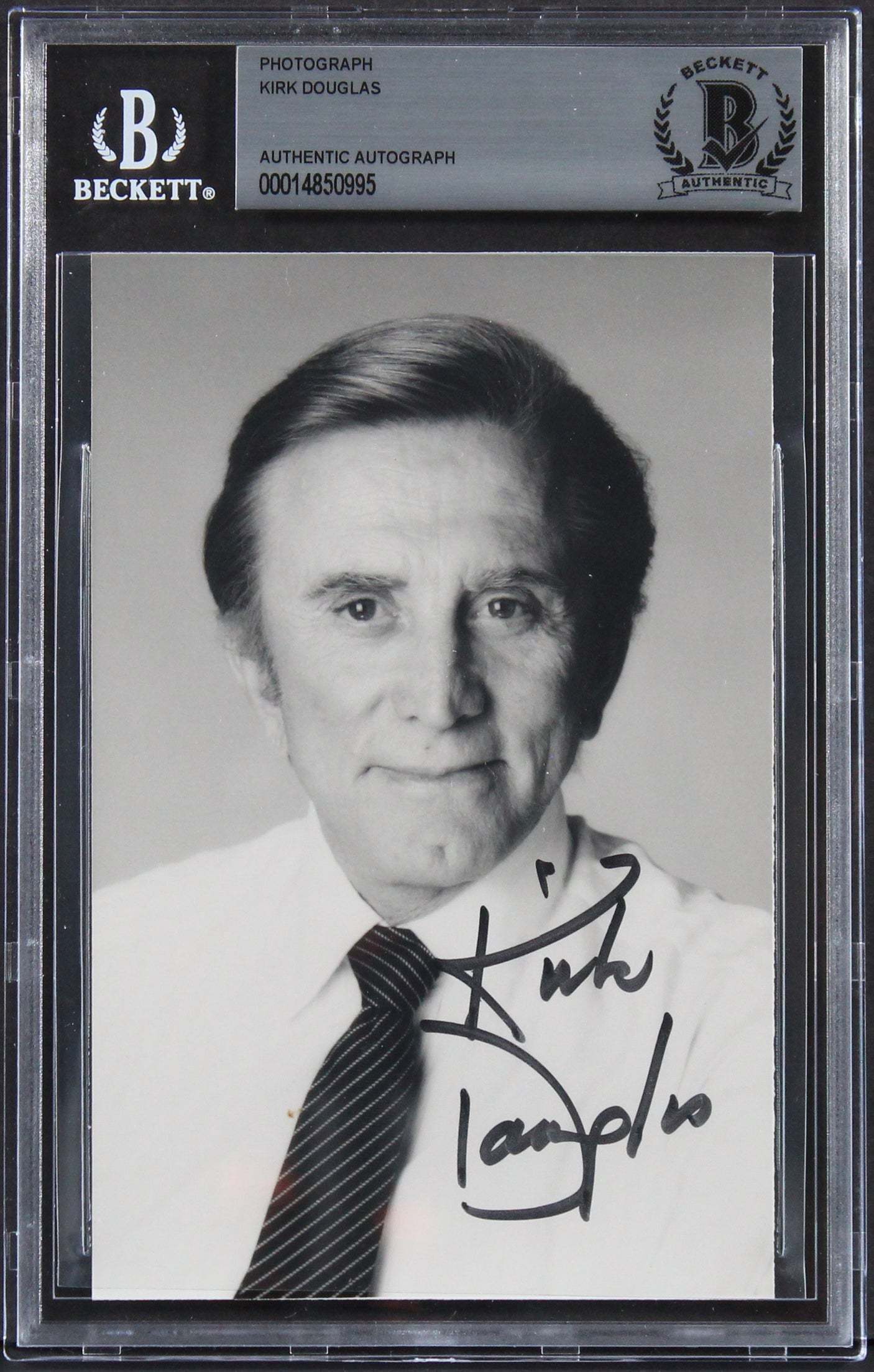 Kirk Douglas Spartacus Authentic Signed 3.5x5.5 Photo Autographed BAS Slabbed