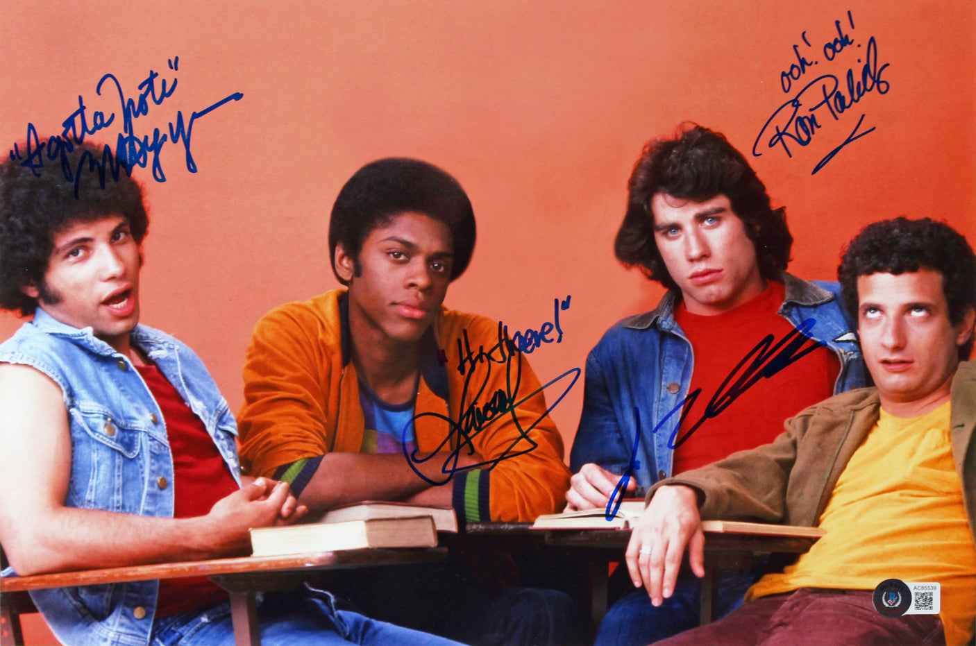 Welcome Back, Kotter (4) Travolta, Hegyes, Palillo +1 Signed 10x12.75 Photo BAS
