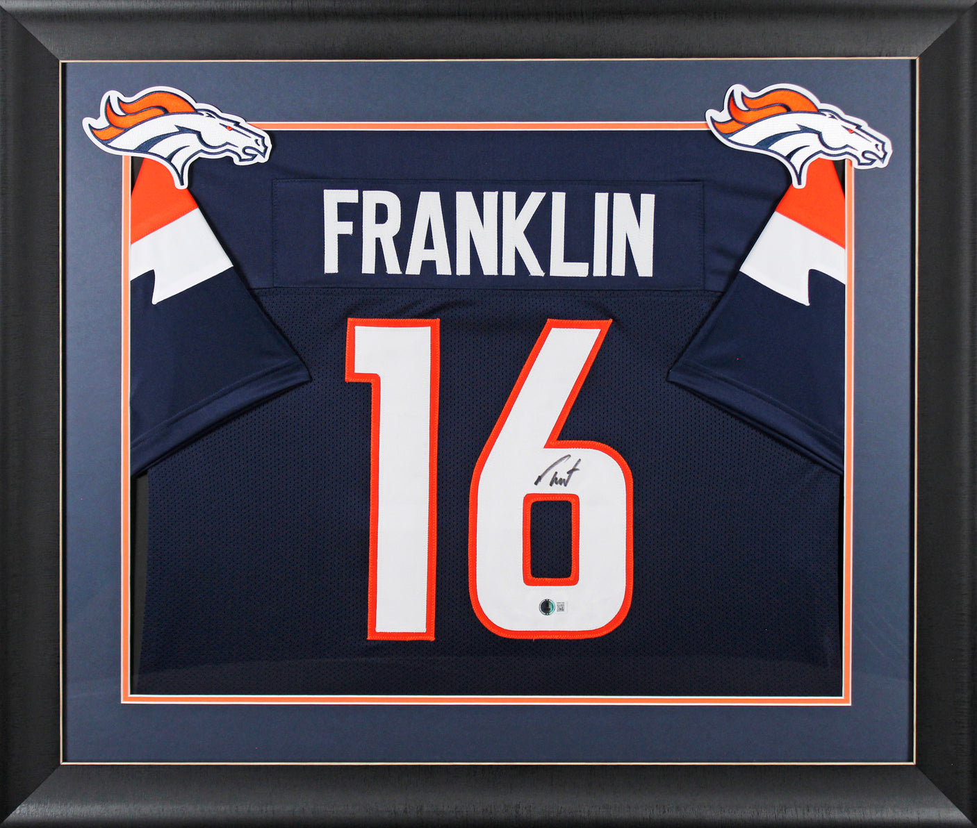 Troy Franklin Authentic Signed Navy Pro Style Framed Jersey BAS Witnessed