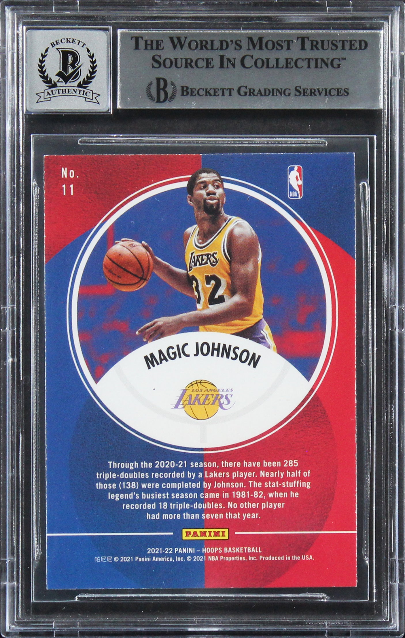 Magic Johnson Signed 2021 Hoops Legends Of The Ball #11 Card Auto 10! BAS Slab