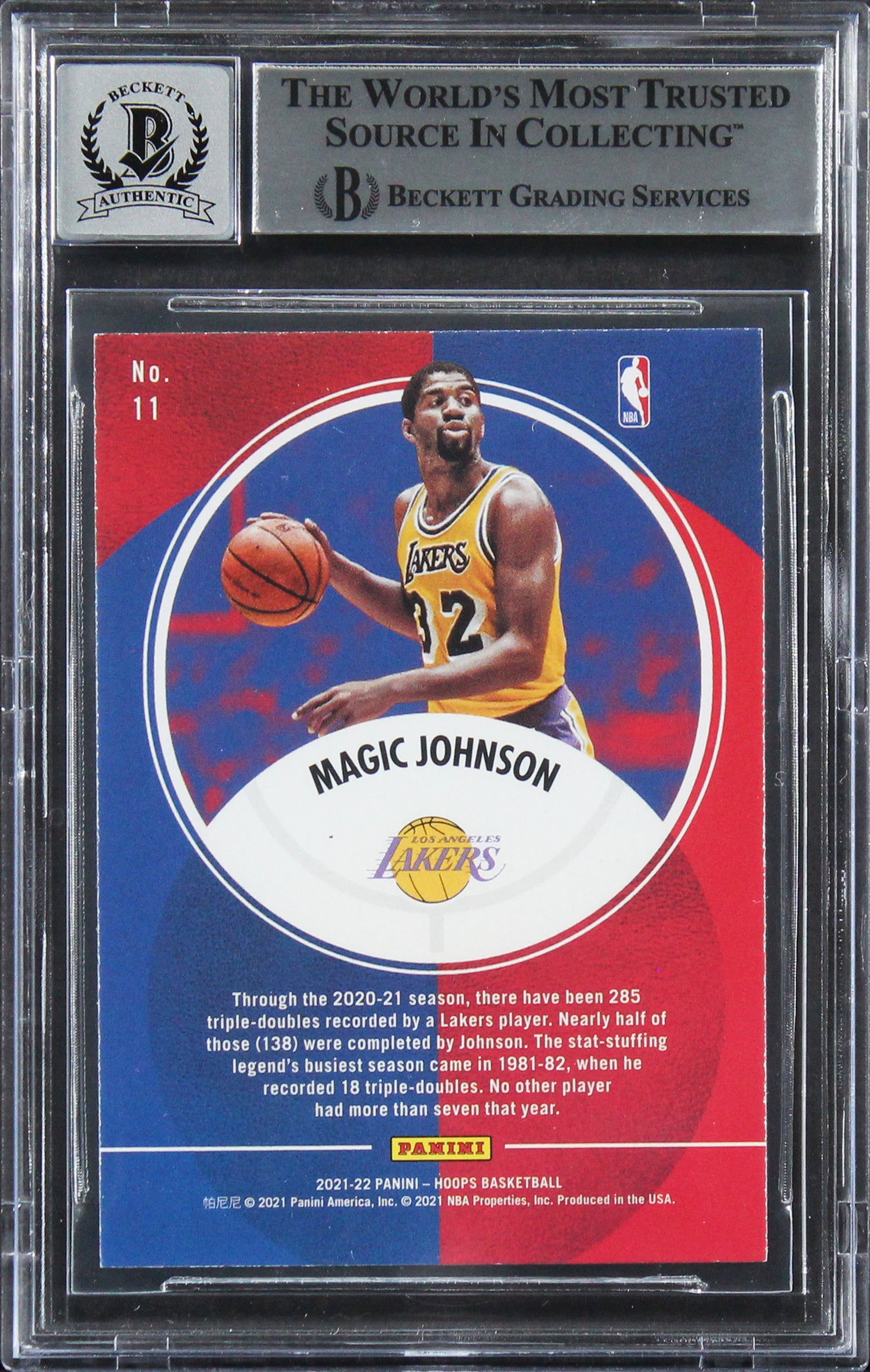 Magic Johnson Signed 2021 Hoops Legends Of The Ball #11 Card Auto 10! BAS Slab