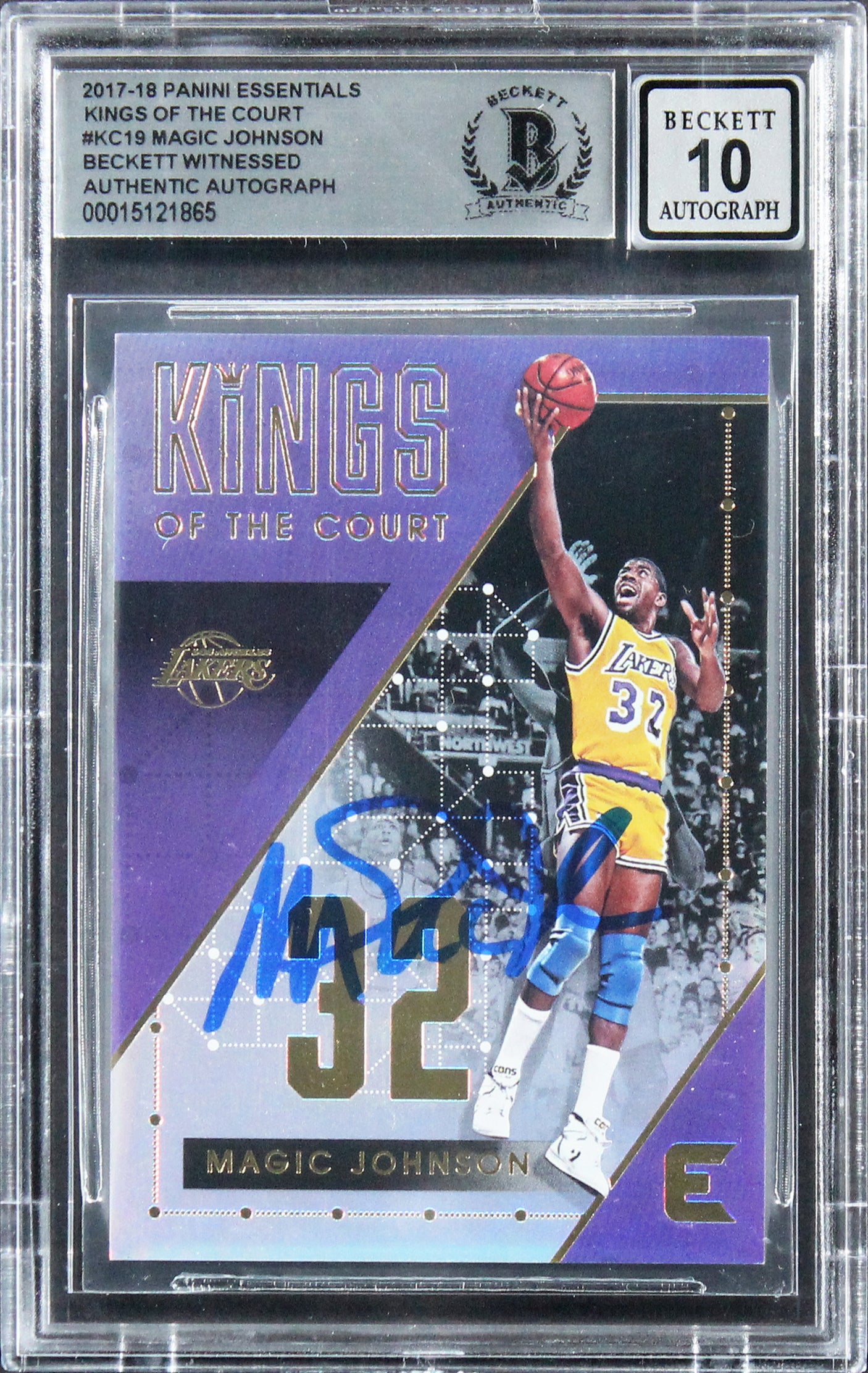 Magic Johnson Signed 2017 Panini Essentials KOTC #KC19 Card Auto 10! BAS Slabbed