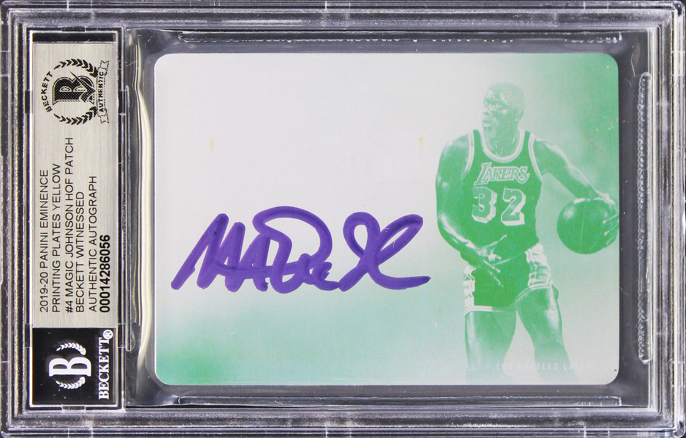 Magic Johnson Signed 2019 Panini Eminence Plates #4 Card Auto 10! BAS Slabbed