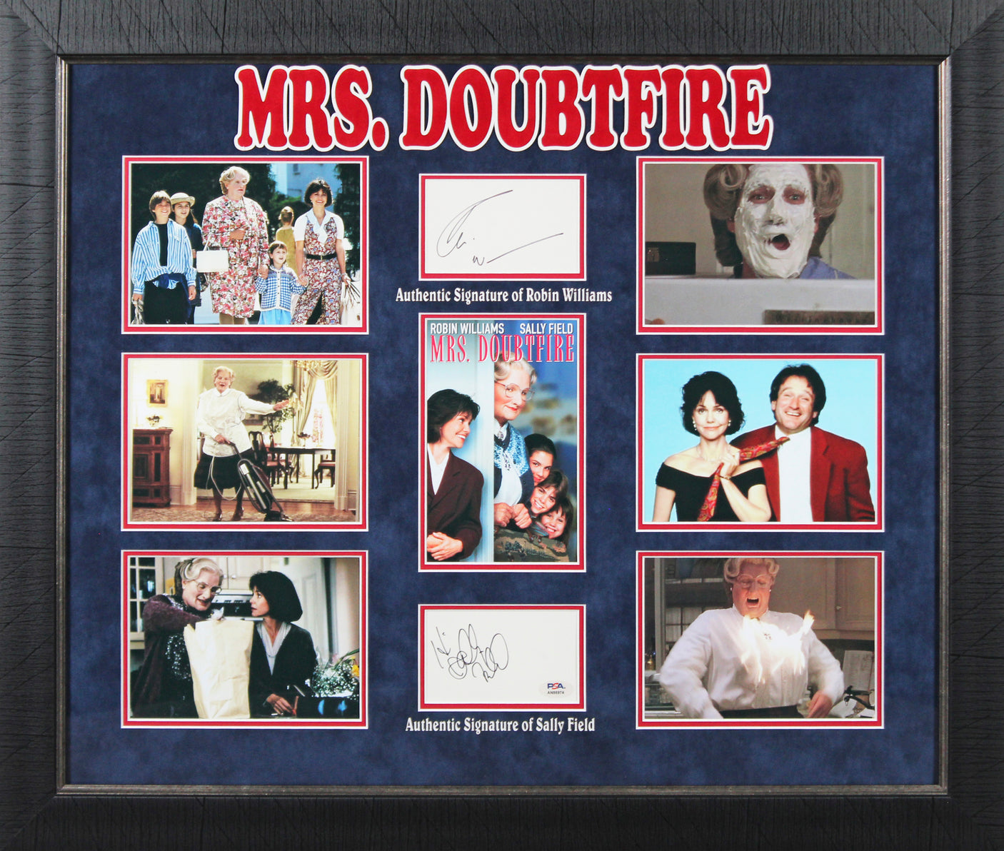 Robin Williams & Sally Field Mrs. Doubtfire Signed Framed Display BAS & PSA