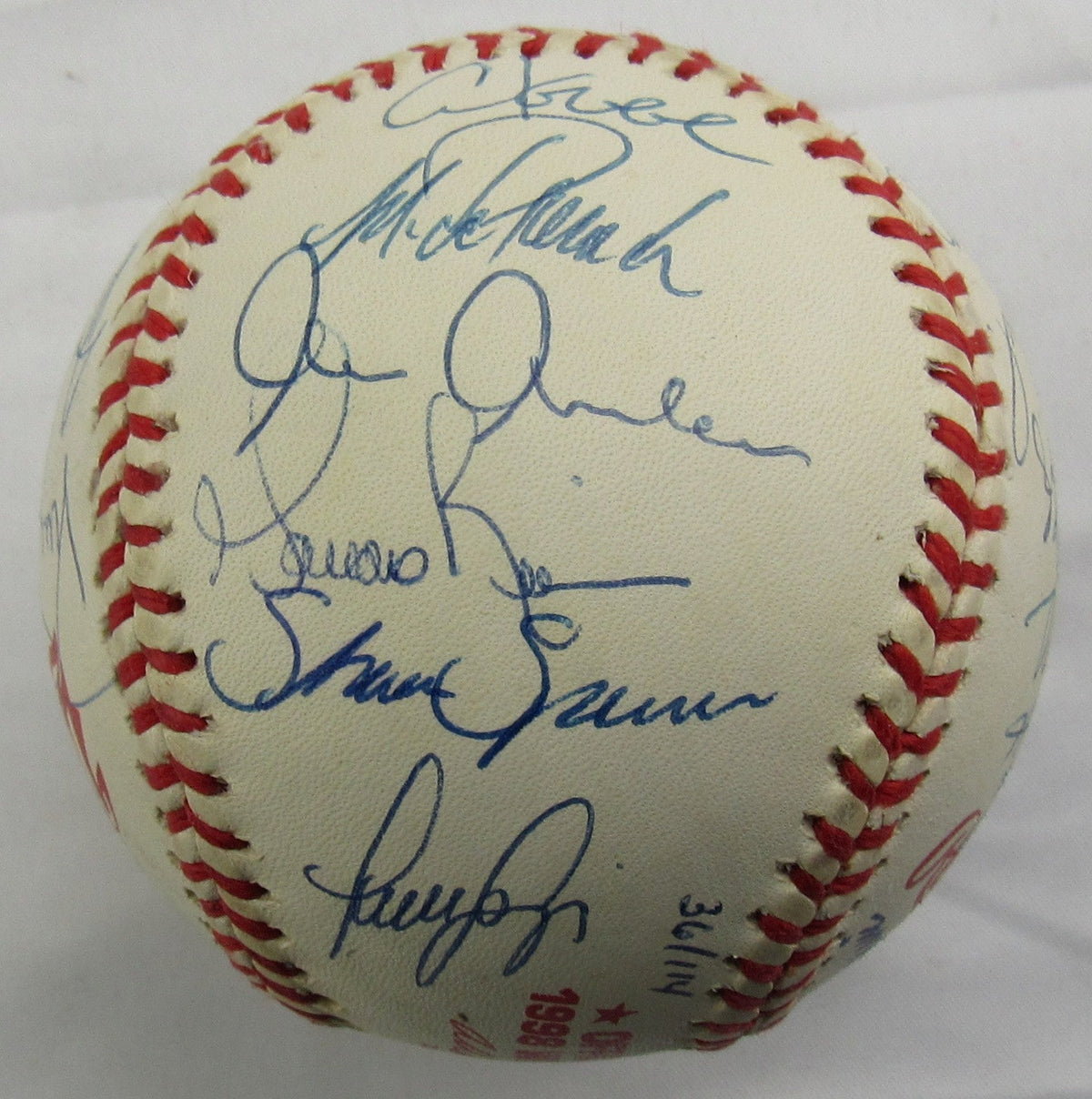 1998 World Series Yankees Signed Auto Rawlings Baseball Derek Jeter Joe Torre Mariano Rivera Tim Raines +22 JSA LOA YY51965