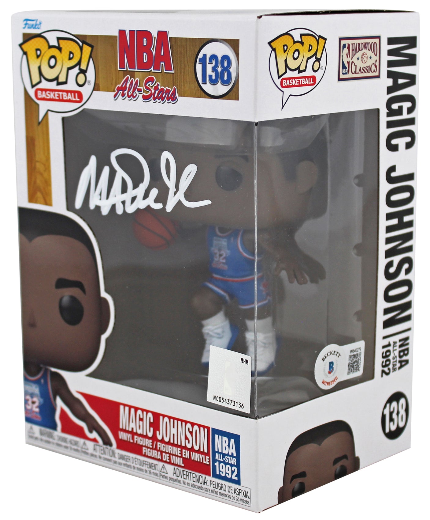 Magic Johnson Signed 1992 ASG #138 Funko Pop Vinyl Figure w/ White Sig BAS Wit