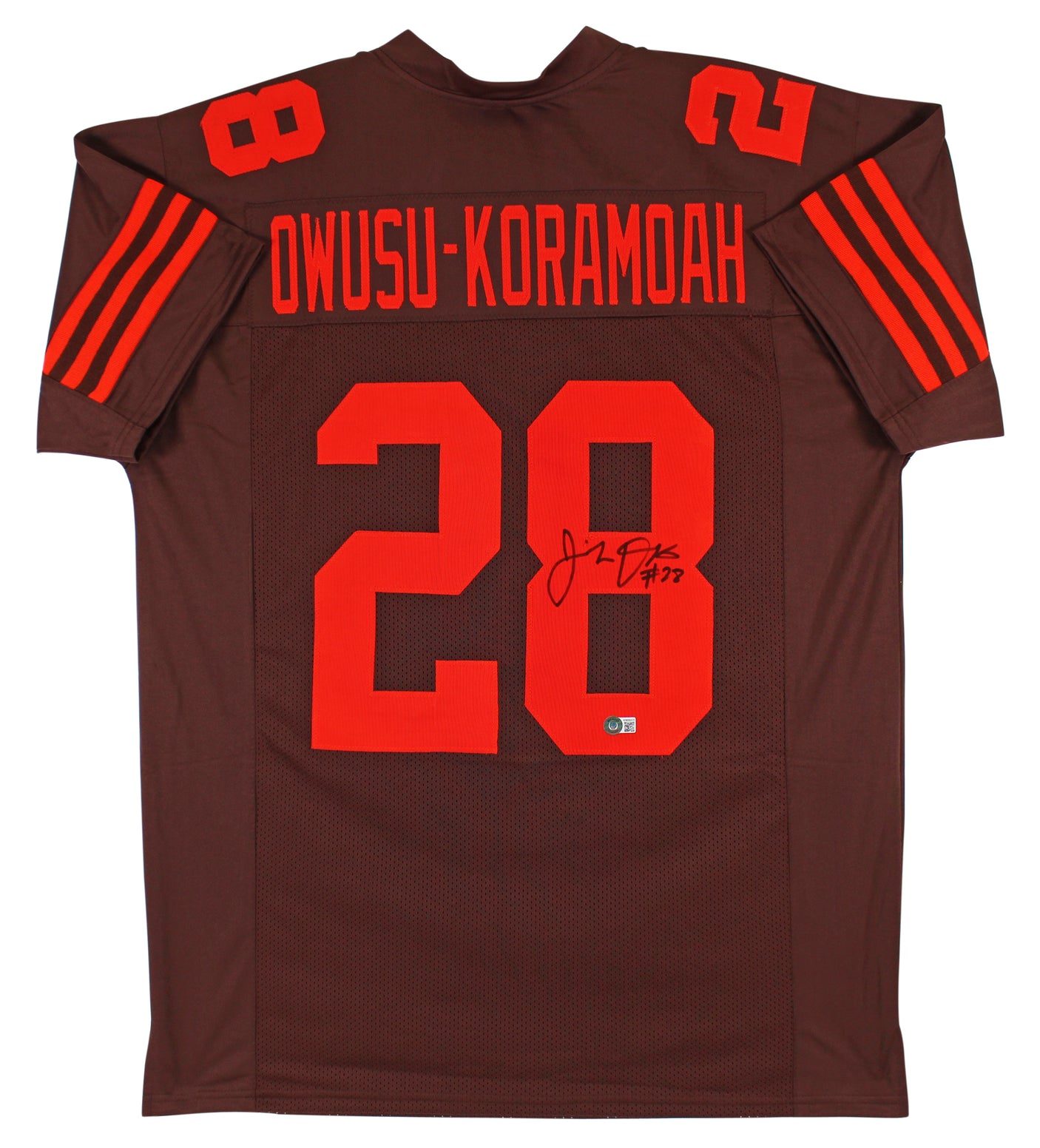 Jeremiah Owusu-Koramoah Authentic Signed Brown Pro Style Jersey BAS Witnessed