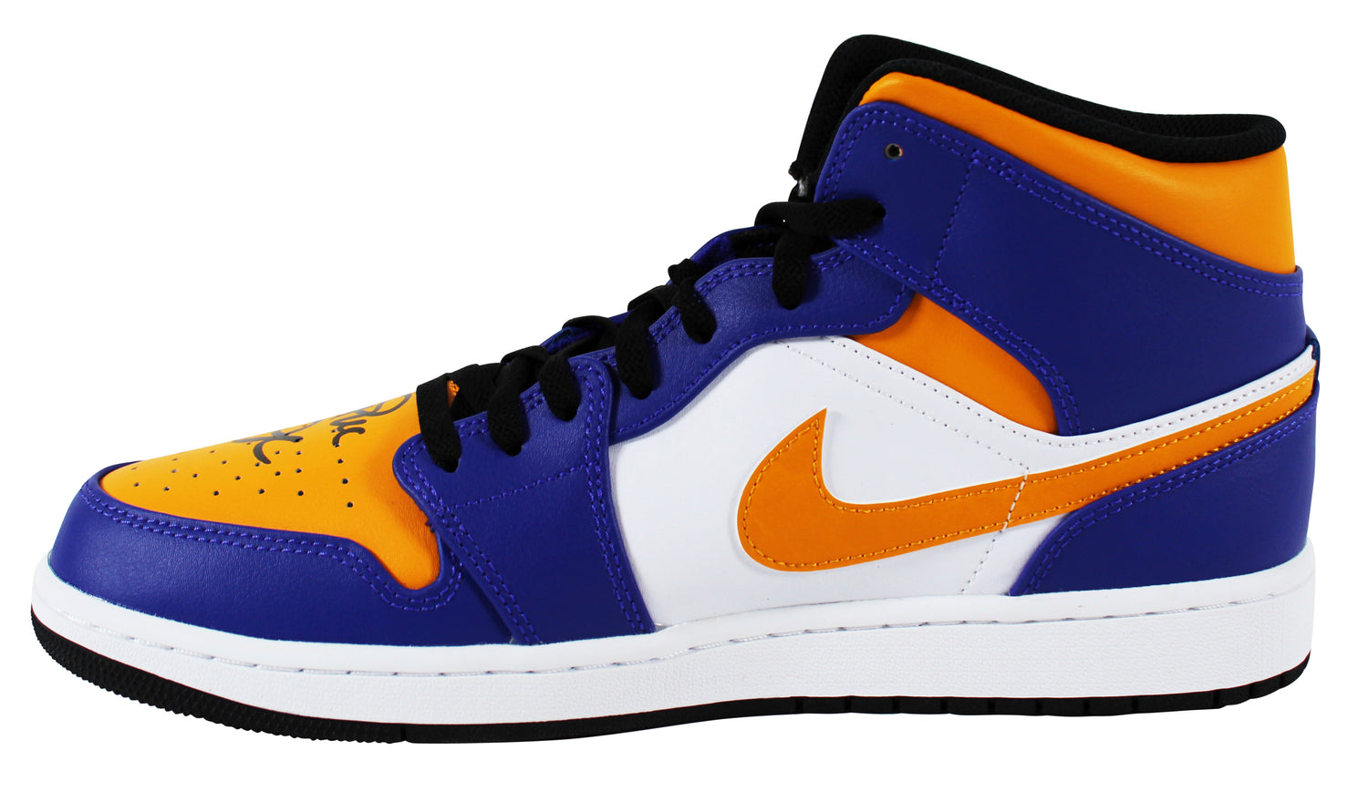 Magic Johnson Authentic Signed Right Nike Air Jordan 1 2022 Lakers Shoe BAS Wit