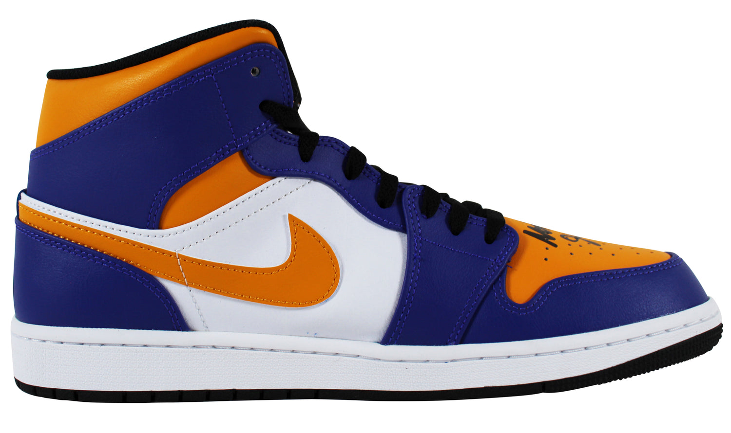 Magic Johnson Authentic Signed Left Nike Air Jordan 1 2022 Lakers Shoe BAS Wit