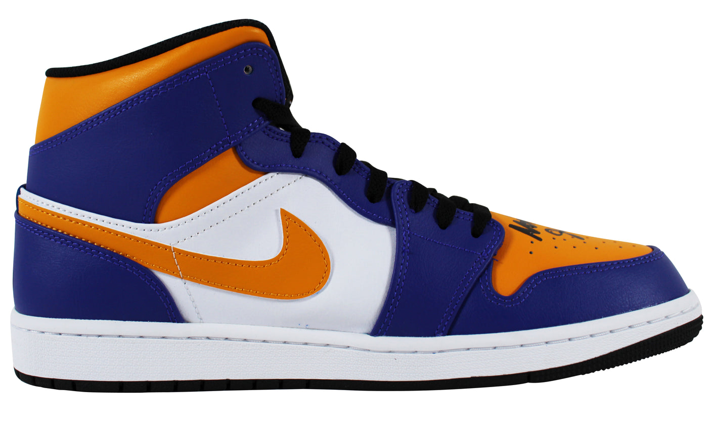 Magic Johnson Authentic Signed Left Nike Air Jordan 1 2022 Lakers Shoe BAS Wit