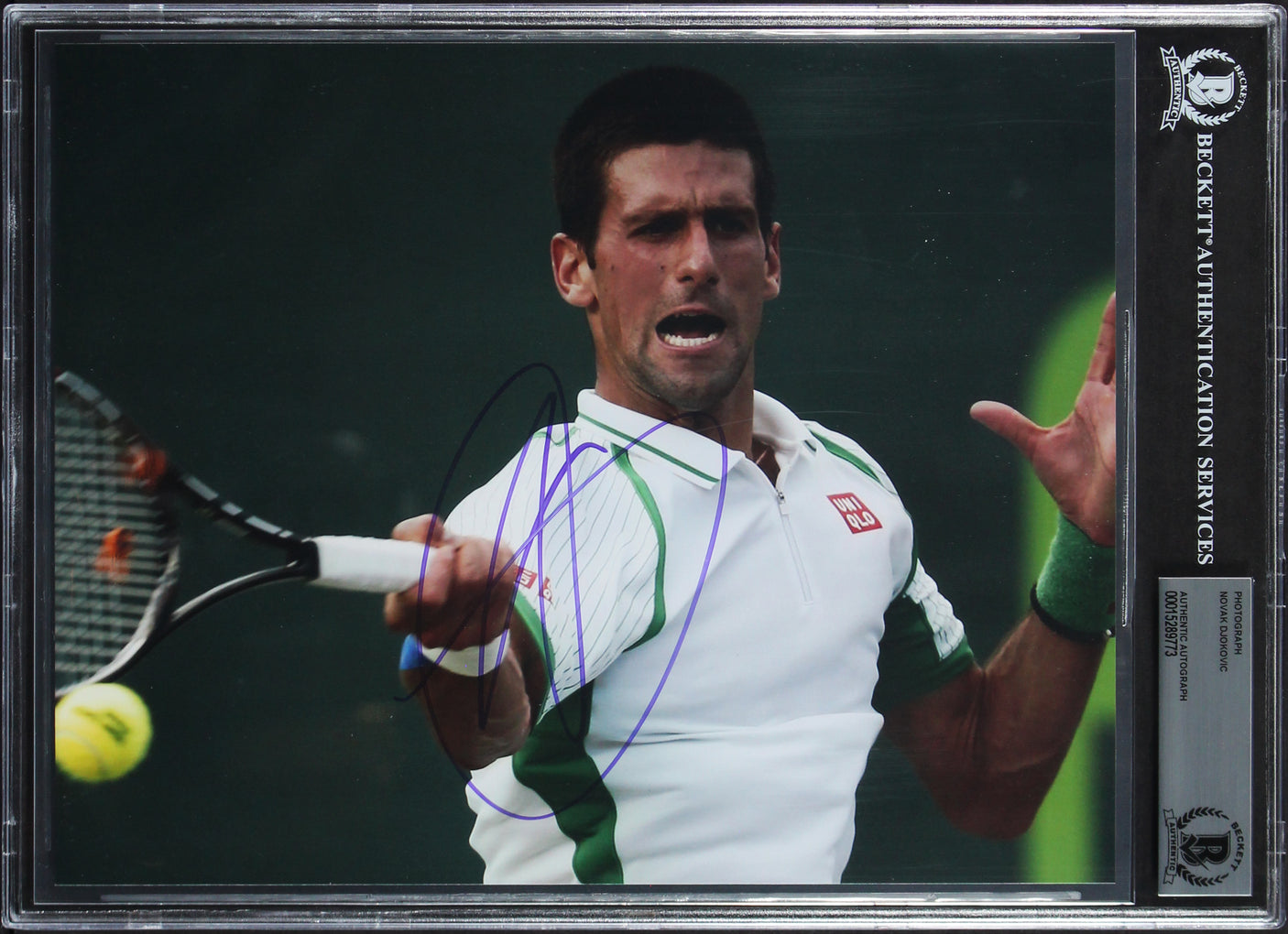 Novak Djokovic Authentic Signed 8x10 Horizontal Photo Autographed BAS Slabbed