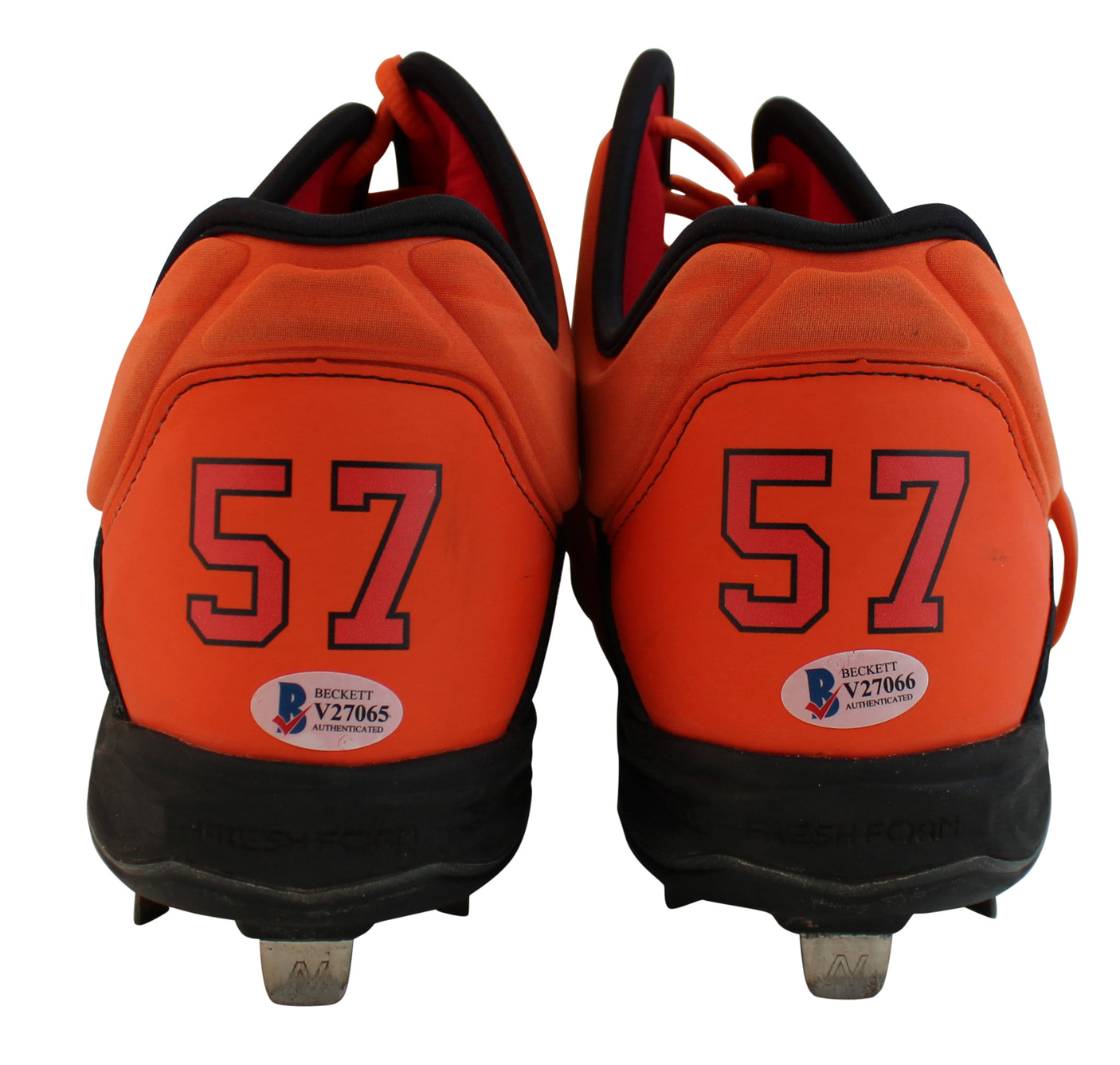 Giants Dereck Rodrguez Authentic Signed Game Used Orange New Balance Cleats BAS