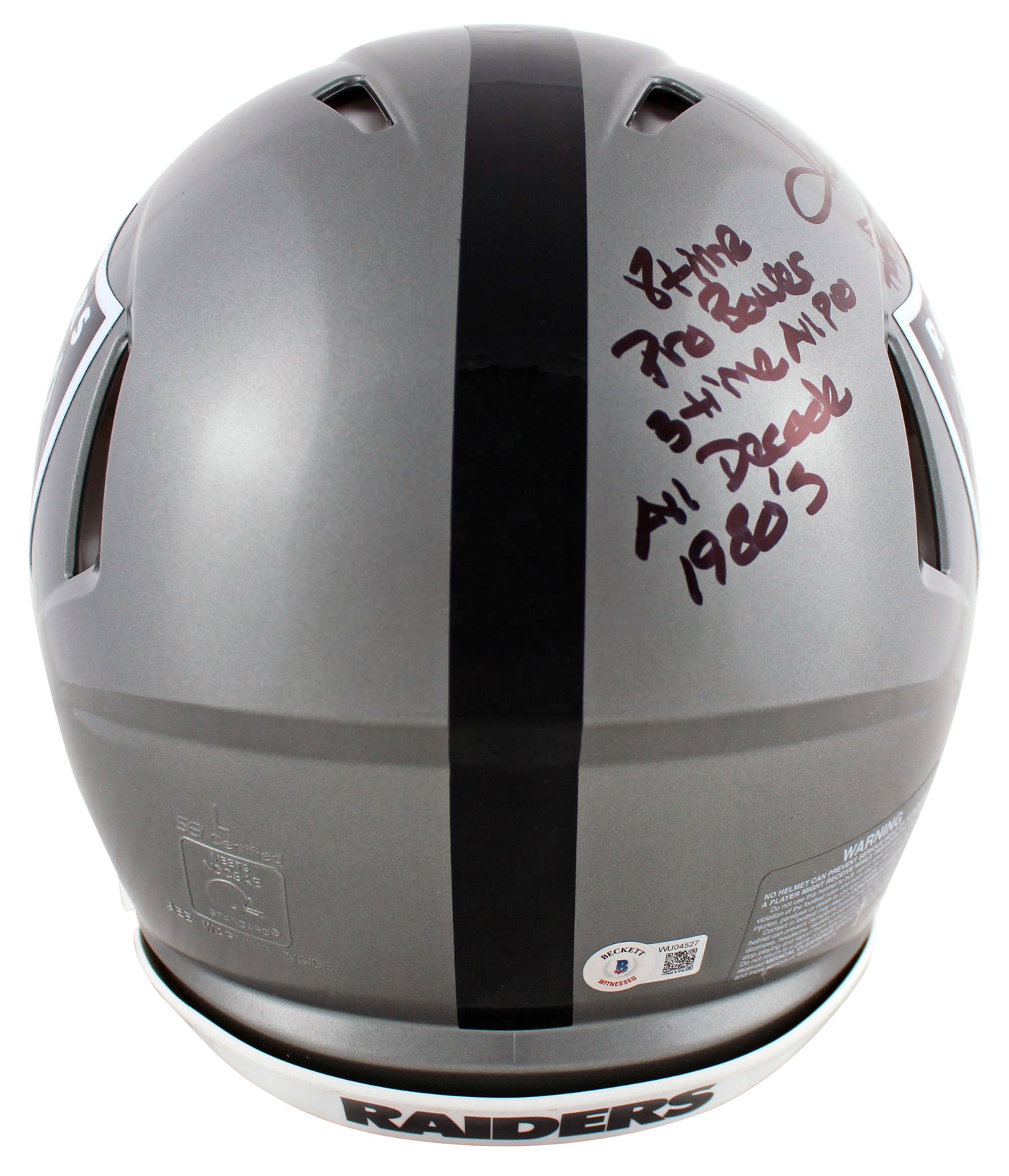 Raiders Howie Long "Career Stat" Signed Flash F/S Speed Proline Helmet BAS Wit