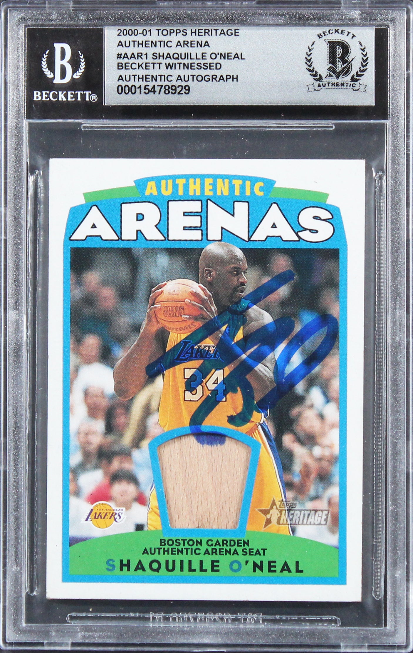 Shaquille O'Neal Signed 2000 Topps Heritage Arena #AAR1 Card Auto 10! BAS Slab 1