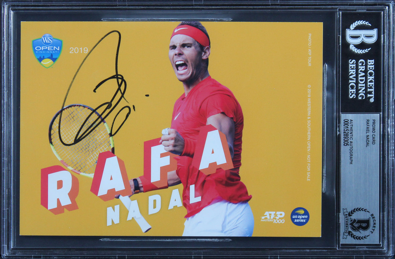 Rafael Nadal Authentic Signed 5x7 Promo Card Photo Autographed BAS Slabbed