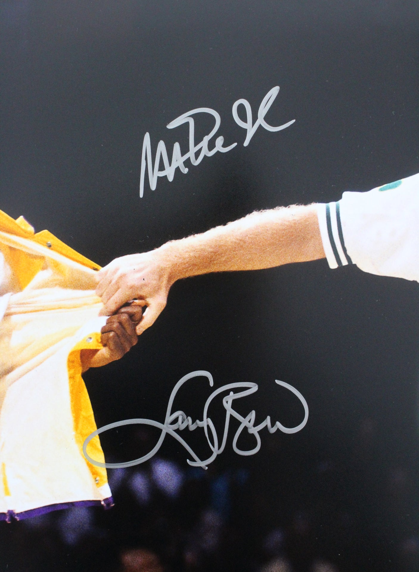 Magic Johnson & Larry Bird Authentic Signed 16x20 Retirement Photo BAS Witness 1
