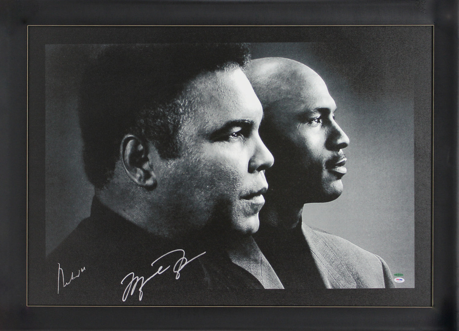 Muhammad Ali & Michael Jordan Authentic Signed & Framed 30x40 Canvas PSA & UDA
