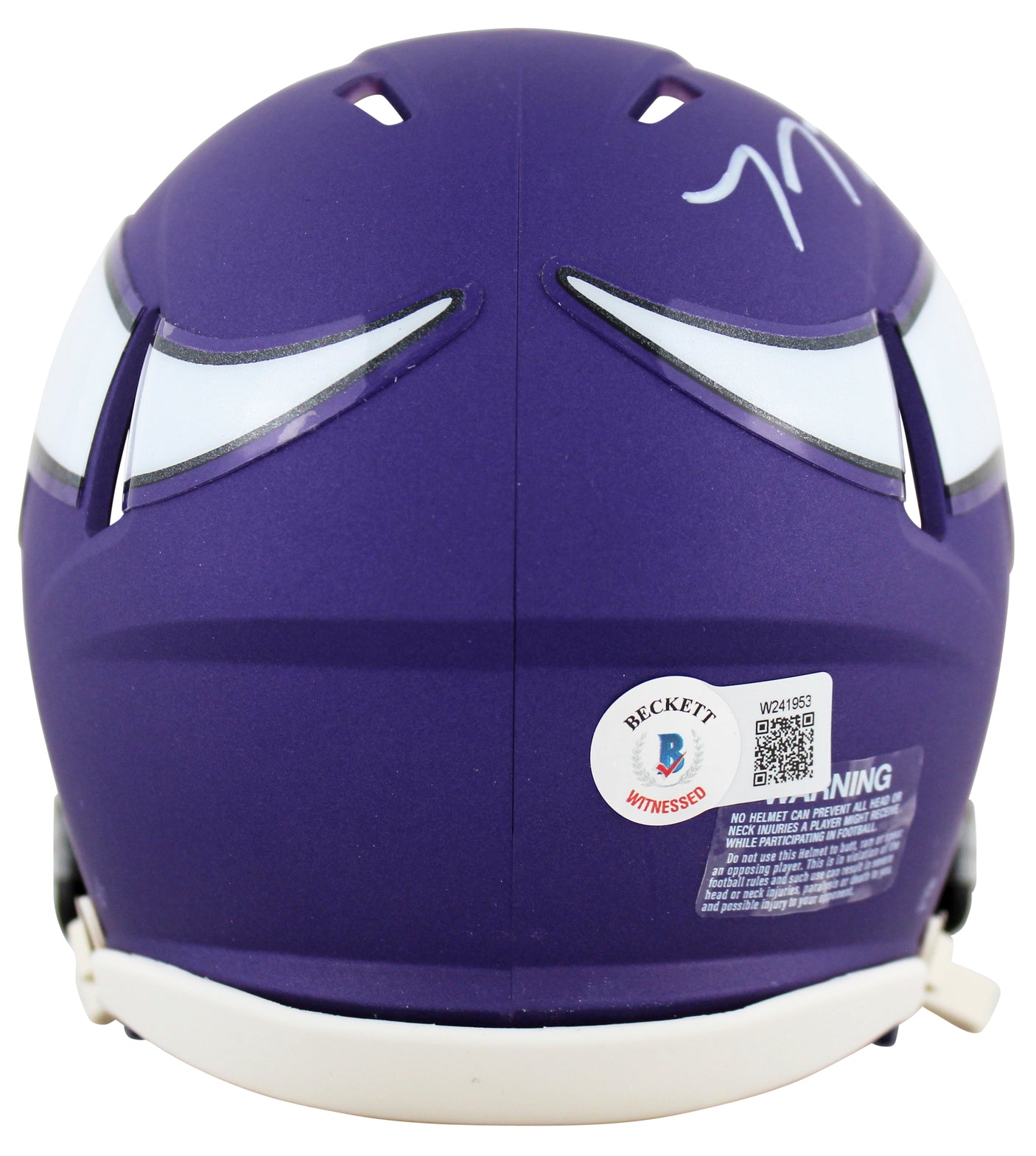 Vikings T.J. Hockenson Authentic Signed Speed Mini Helmet BAS Witnessed