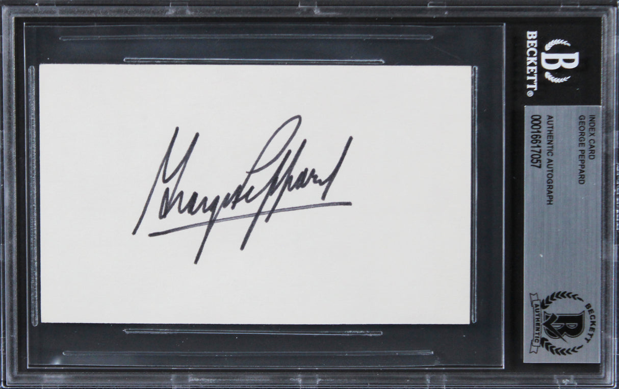George Peppard Breakfast At Tiffany's Signed 3x5 Index Card BAS Slabbed