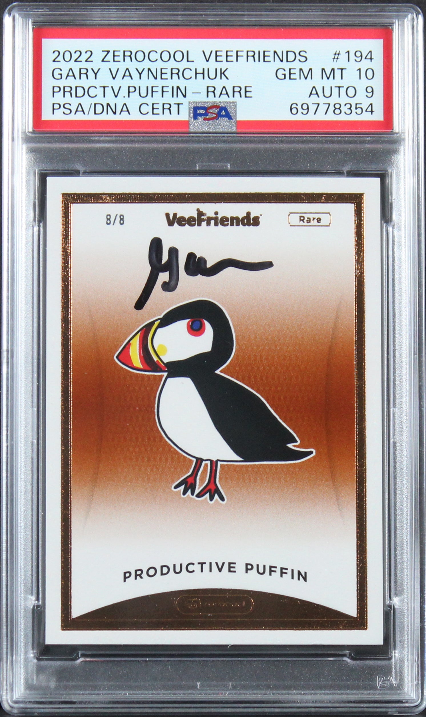 Gary Vaynerchuck Signed 2022 Productive Puffin #194 Card Grade 10/9 PSA Slab