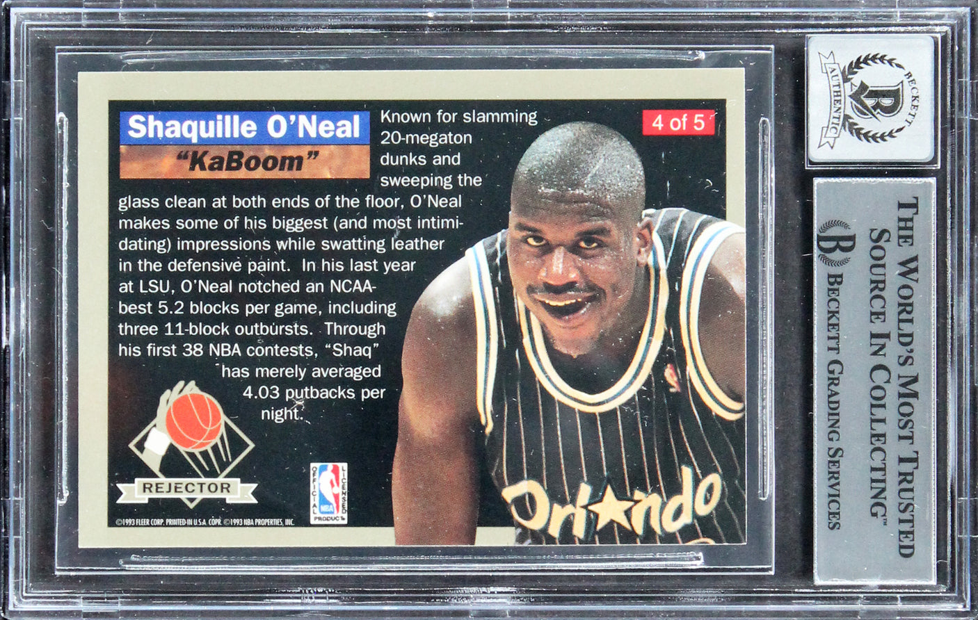 Magic Shaquille O'Neal Signed 1992 Ultra Rejectors #4 Card Auto 10! BAS Slabbed