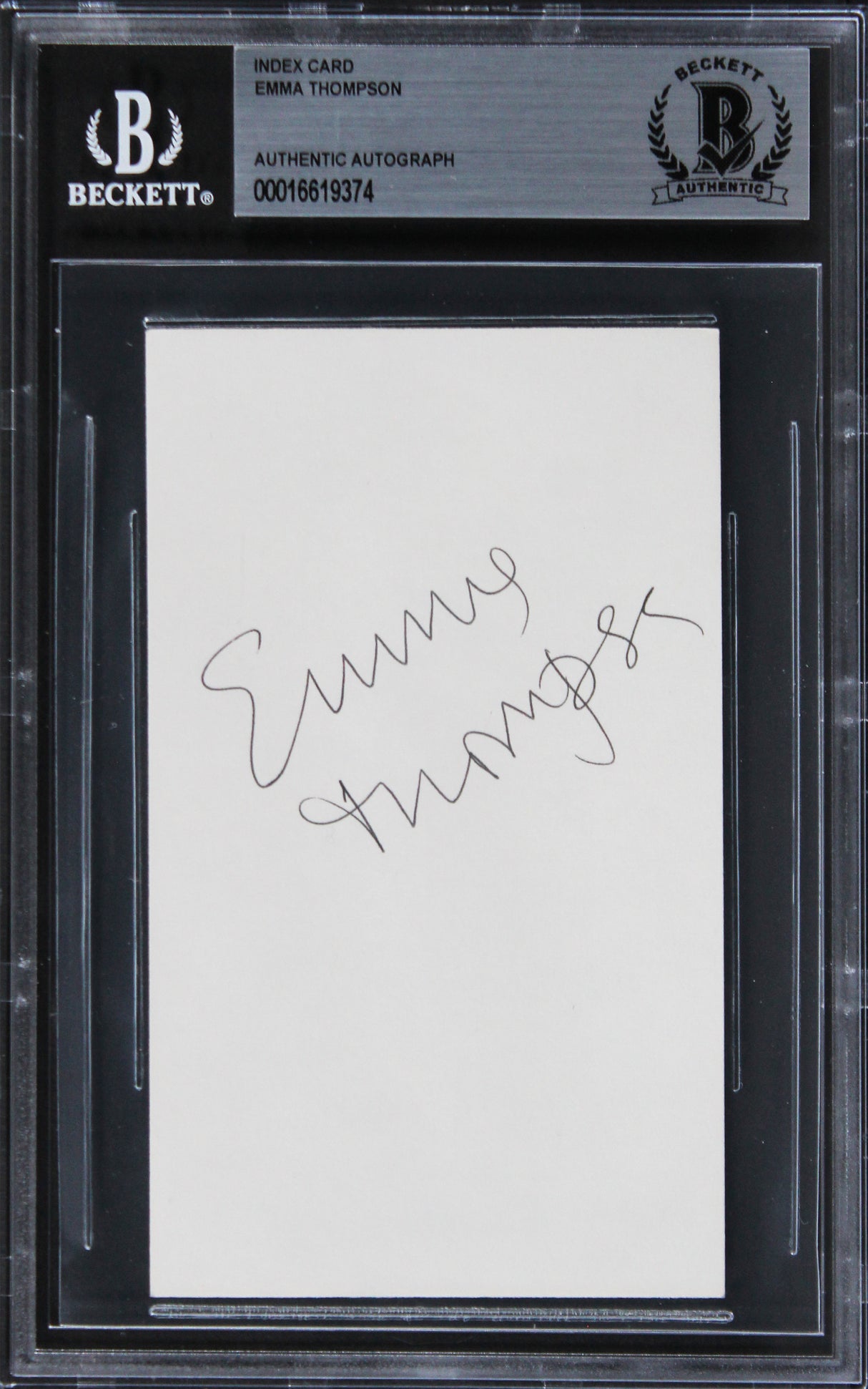 Emma Thompson The Tall Guy Authentic Signed 3x5 Index Card BAS Slabbed