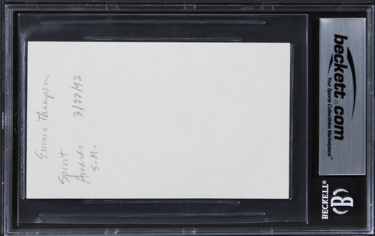 Emma Thompson The Tall Guy Authentic Signed 3x5 Index Card BAS Slabbed