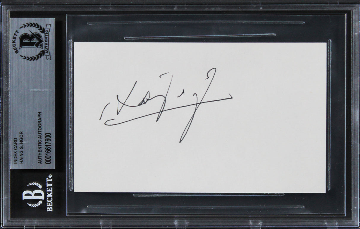 Haing S. Ngor The Killing Fields Authentic Signed 3x5 Index Card BAS Slabbed