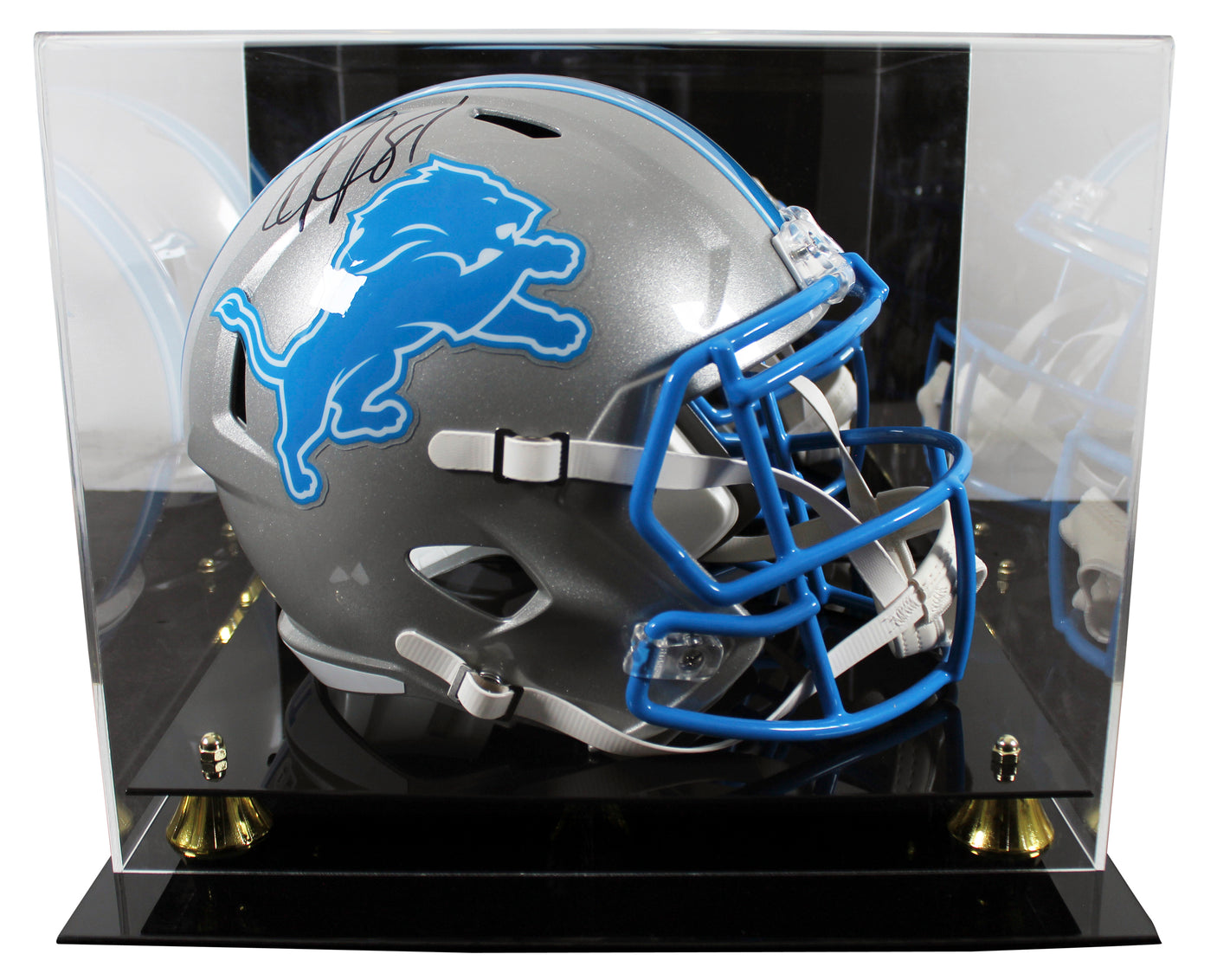 Lions Calvin Johnson Signed 2024 Full Size Speed Rep Helmet W/ Case BAS Witness