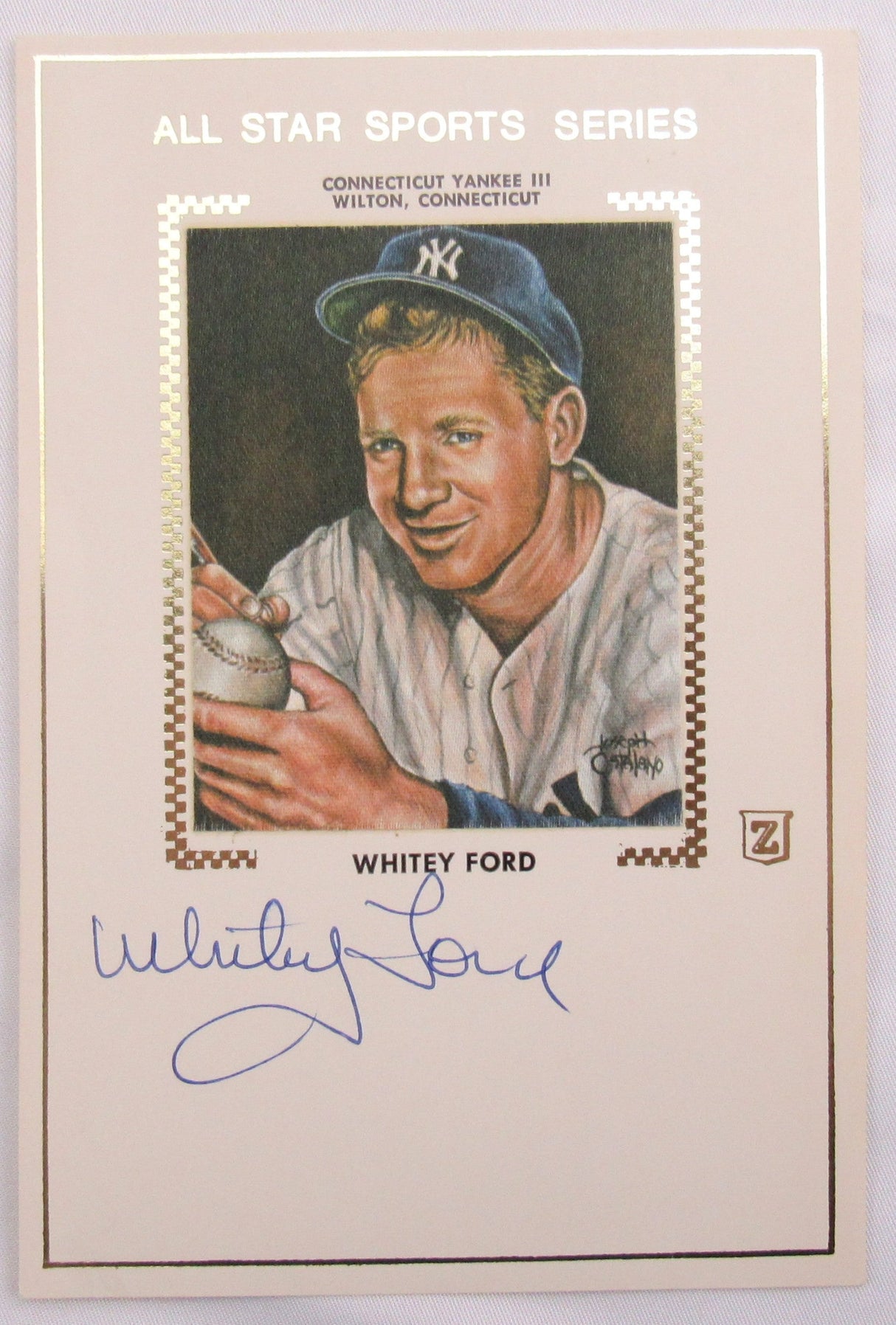 Whitey Ford Signed 4x6 Photo Zaso