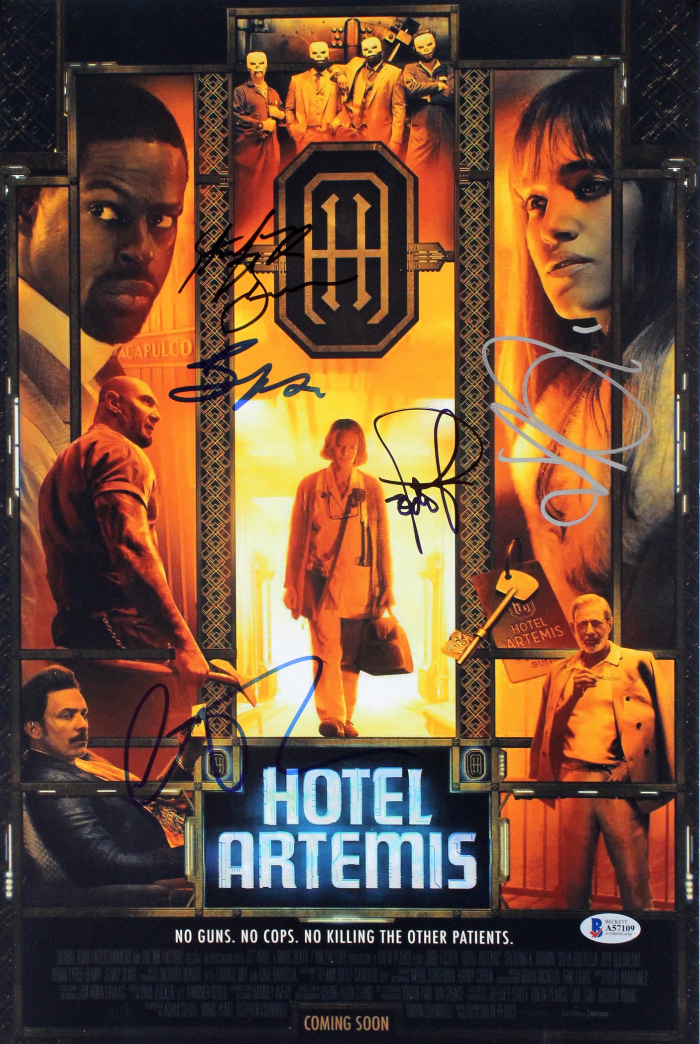 Hotel Artemis (5) Foster, Brown, Henry, Day +1 Signed 12x18 Photo BAS #A57109