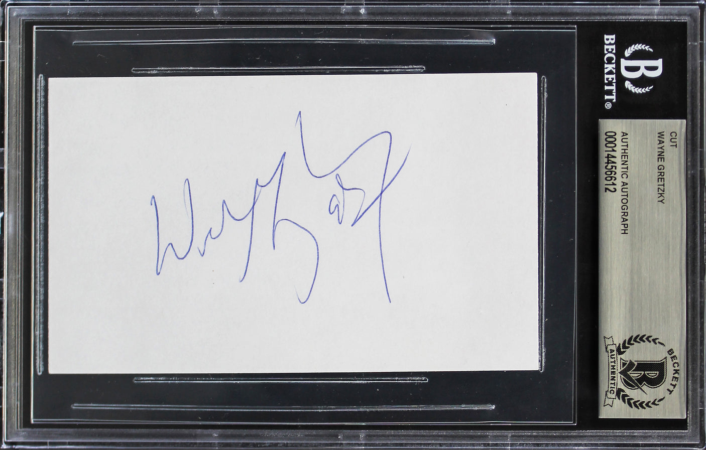 Oilers Wayne Gretzky Authentic Signed 3x5 Cut Signature BAS Slabbed