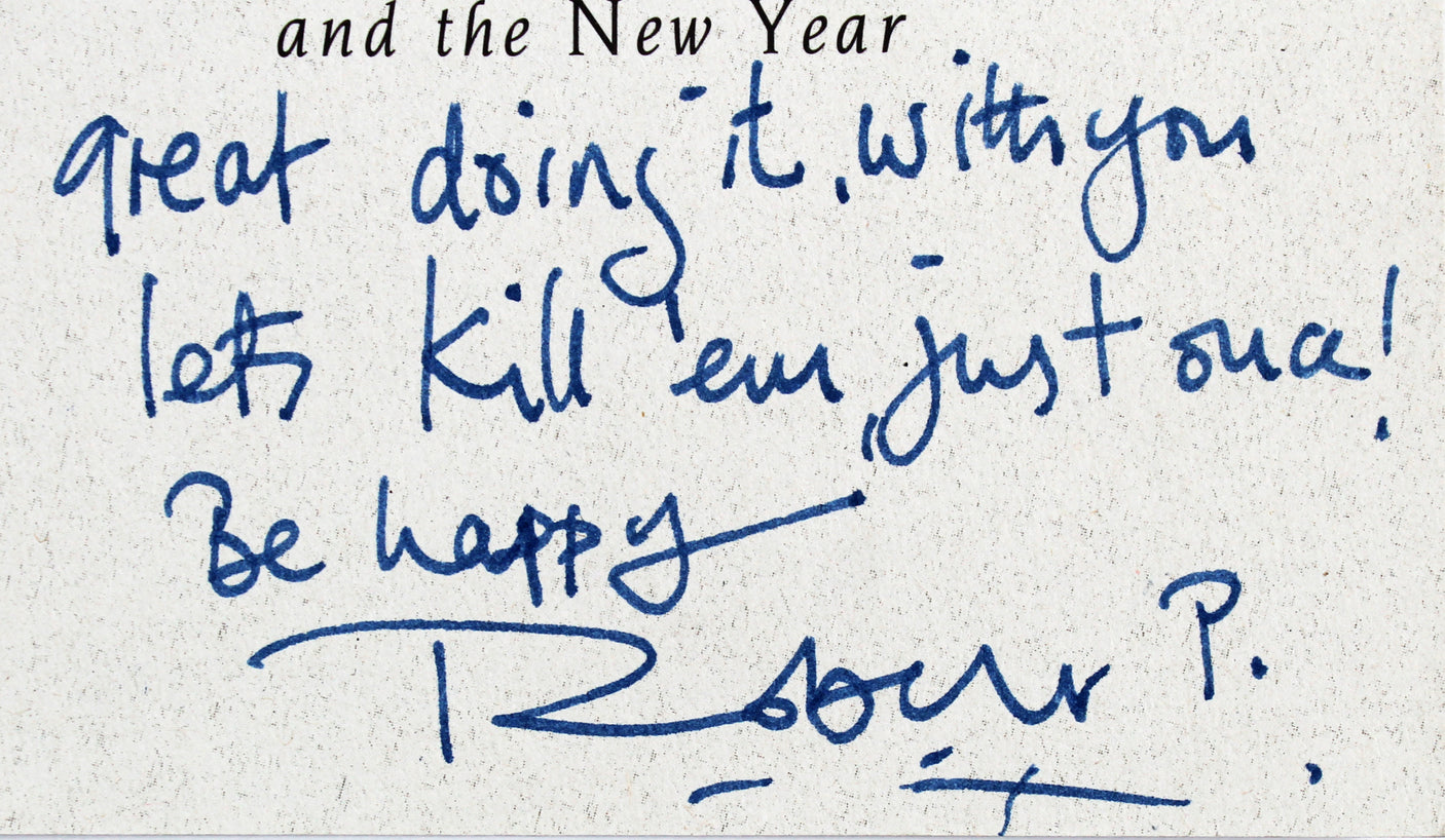 Robert Plant Led Zeppelin Signed 4x8.15 Christmas Greeting Card BAS #AB14600