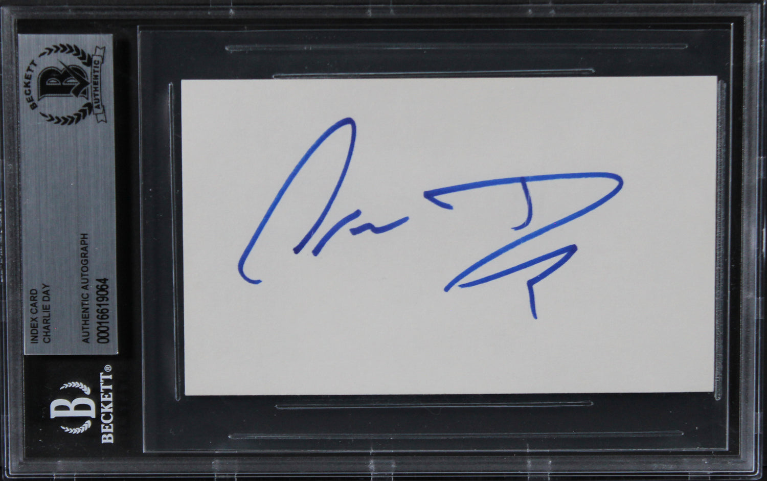 Charlie Day It's Always Sunny in Philadelphia Signed 3x5 Index Card BAS Slabbed