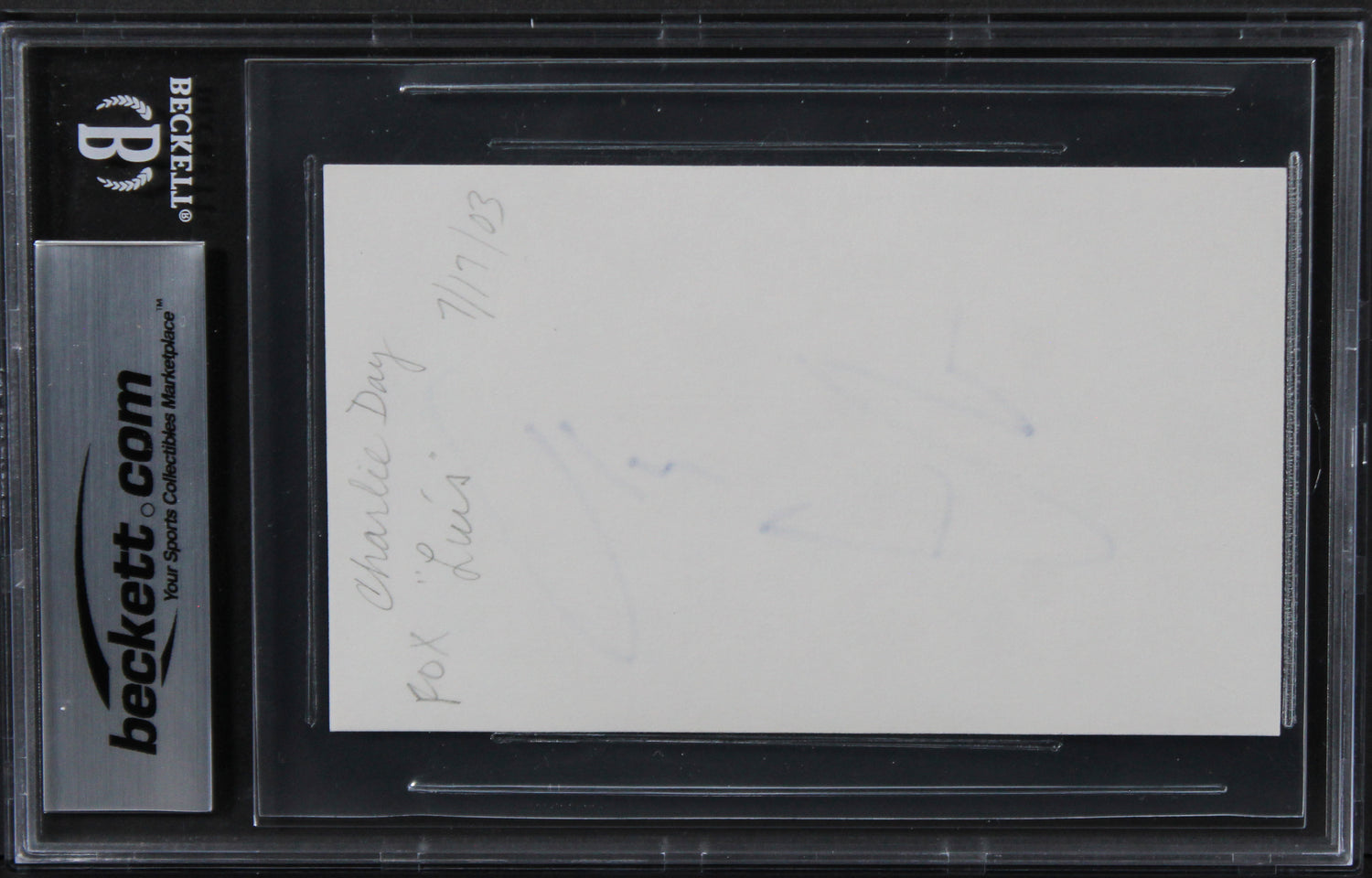 Charlie Day It's Always Sunny in Philadelphia Signed 3x5 Index Card BAS Slabbed