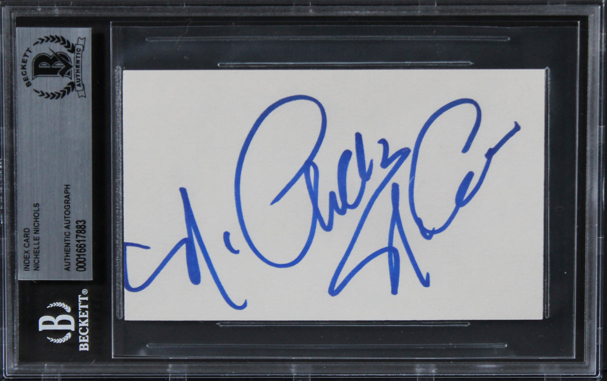 Nichelle Nichols Star Trek Authentic Signed 3x5 Index Card BAS Slabbed