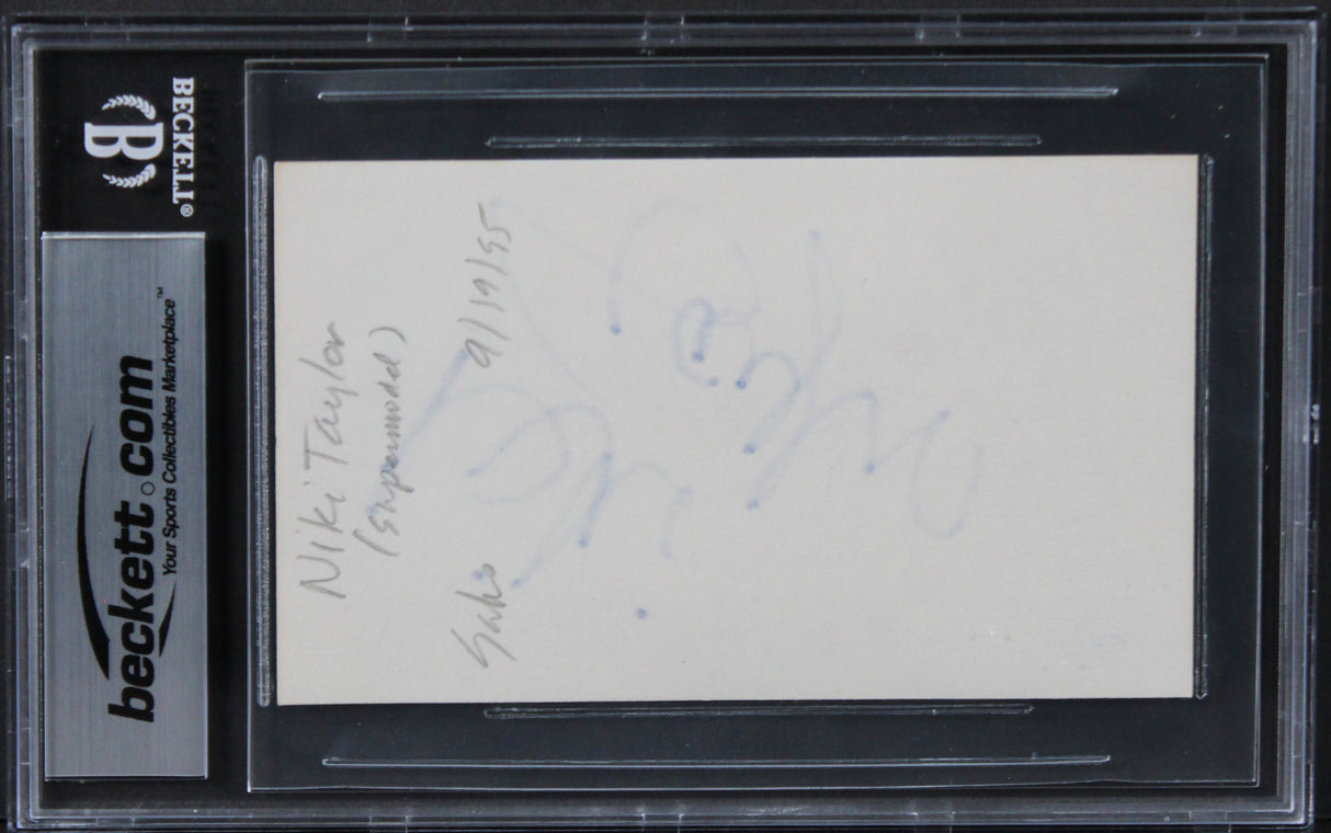 Nikki Taylor S.I. Swimsuit Model Authentic Signed 3x5 Index Card BAS Slabbed