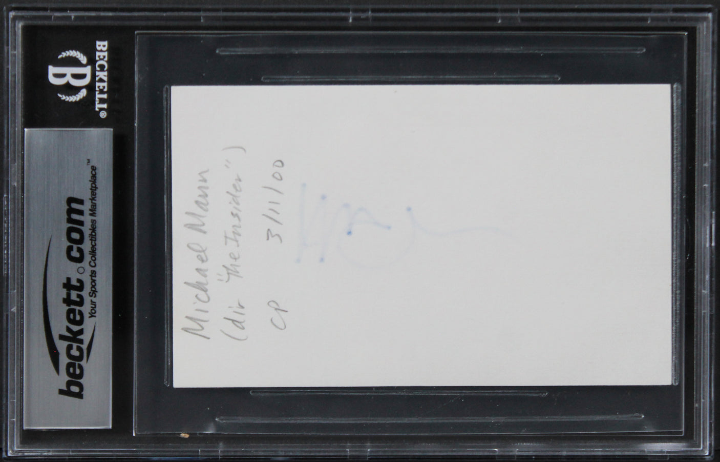 Michael Mann Heat Authentic Signed 3x5 Index Card Autographed BAS Slabbed 1