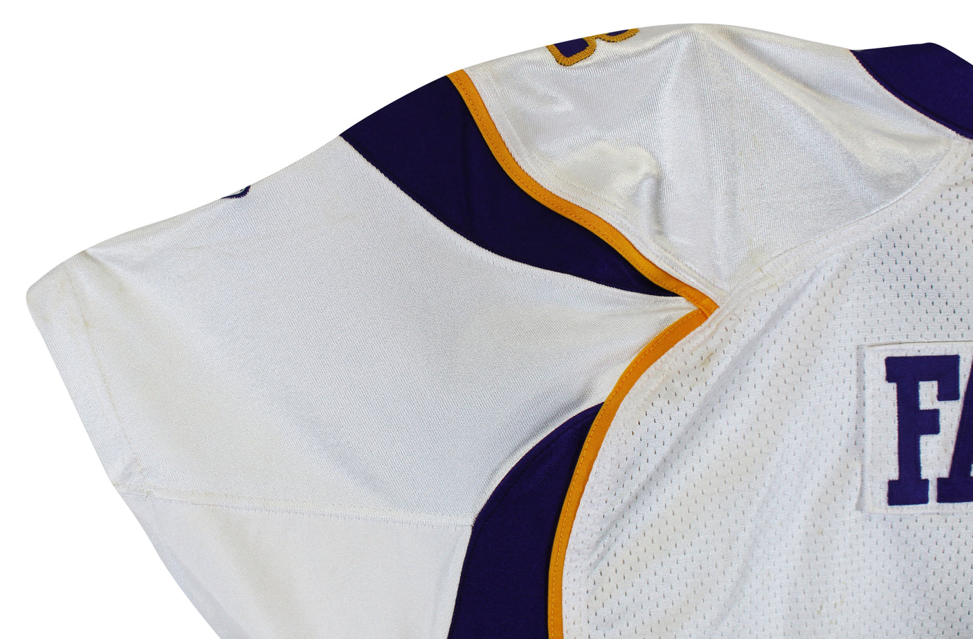 Vikings Brett Favre 2009 Game Used White Reebok Road Jersey Photo Matched